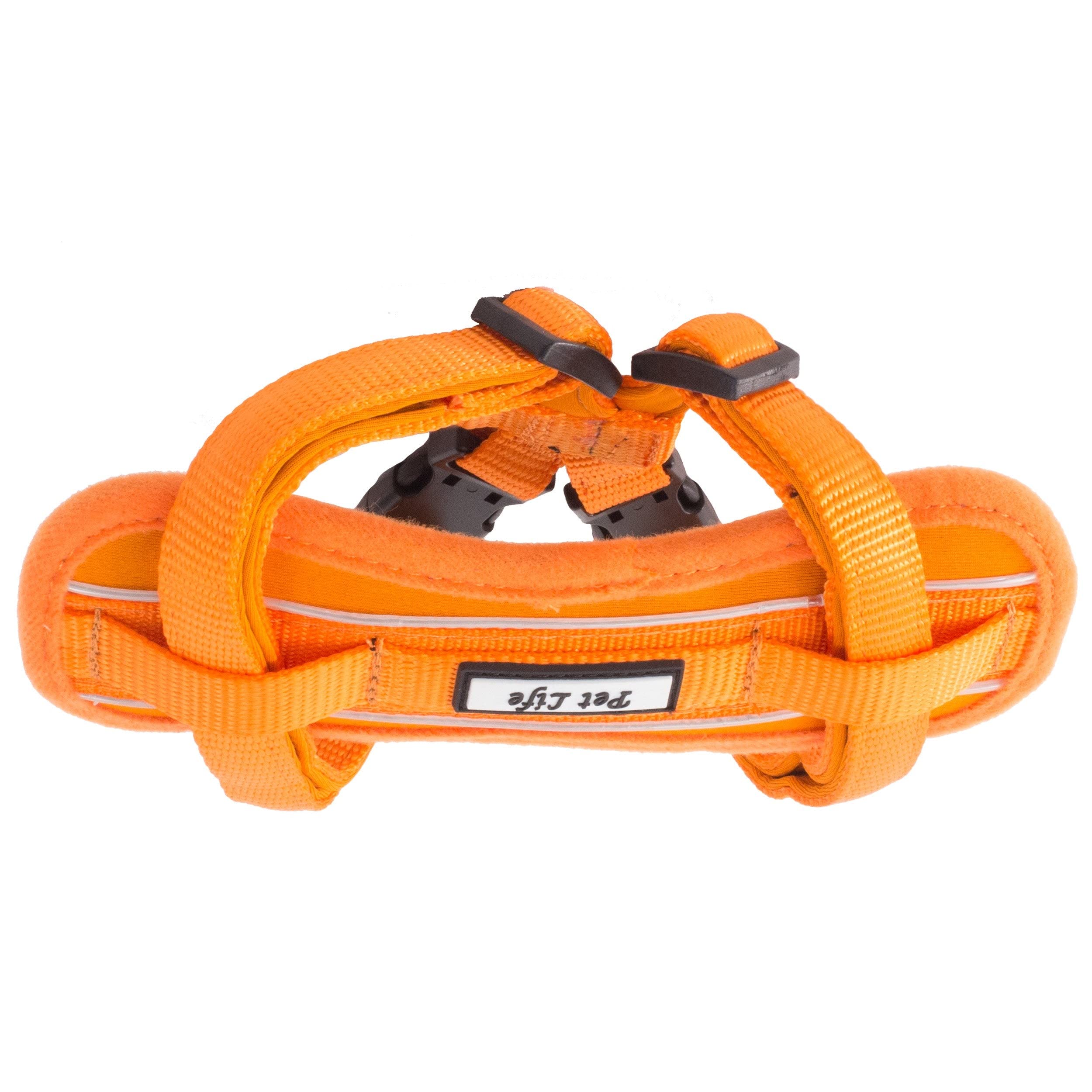 Pet Life Mountaineer Chest Compressive Adjustable And Reflective Easy Pull Pet Dog Harness, Small, Orange