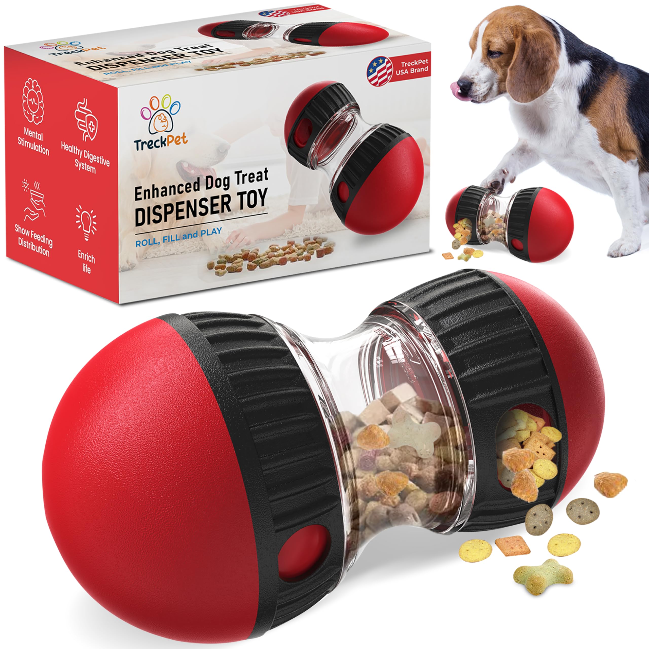 TRECKPET Treat Dispensing Dog Toys - Dog Puzzles for Smart Dogs - Interactive Dog Toy for Boredom,Mental Stimulation, Enrichment