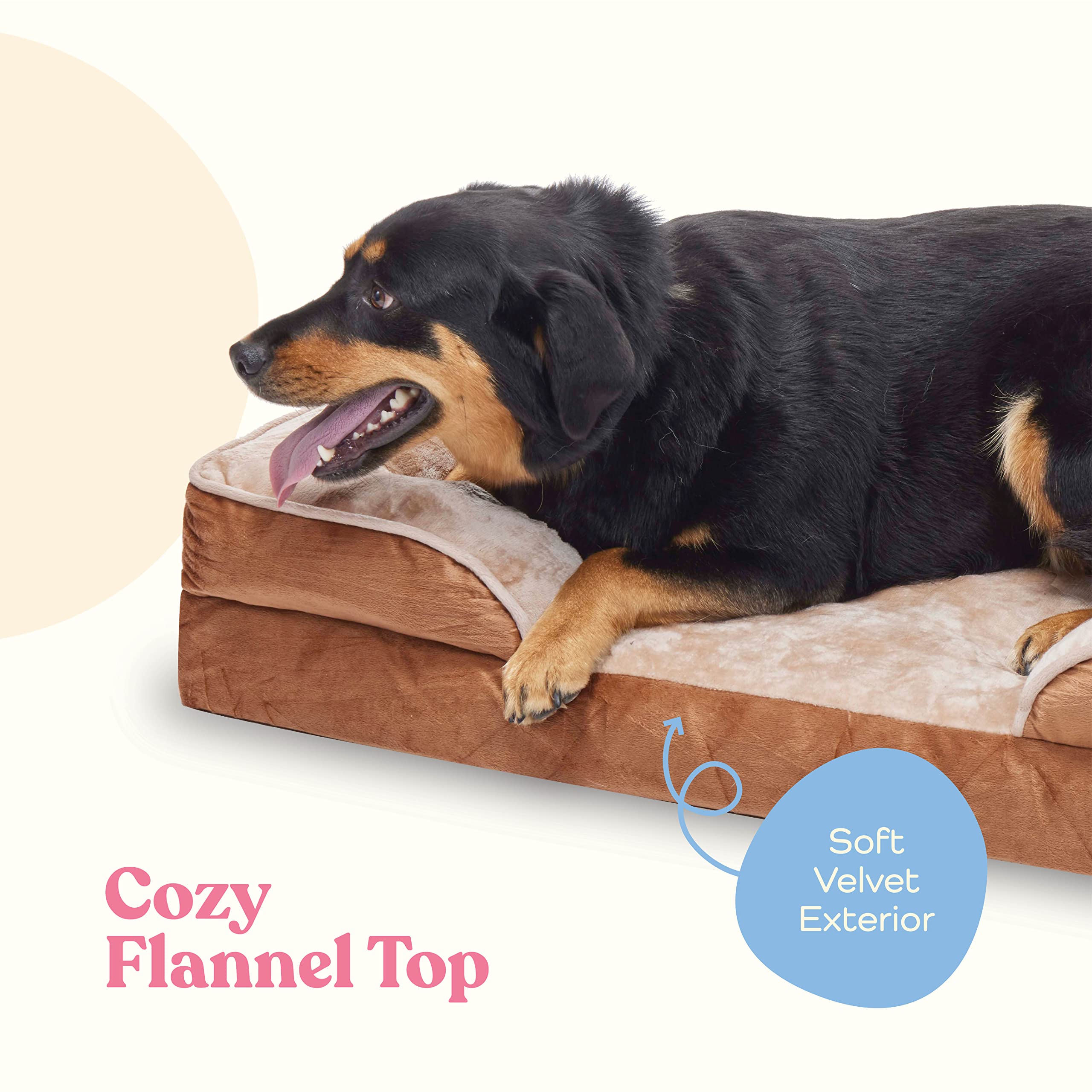 Orthopedic Sofa Dog Bed - Ultra Comfortable Dog Bed For Large Dogs - Breathable & Waterproof Pet Bed- Egg Foam Sofa Bed With Extra Head And Neck Support - (Xx-Large, Brown)