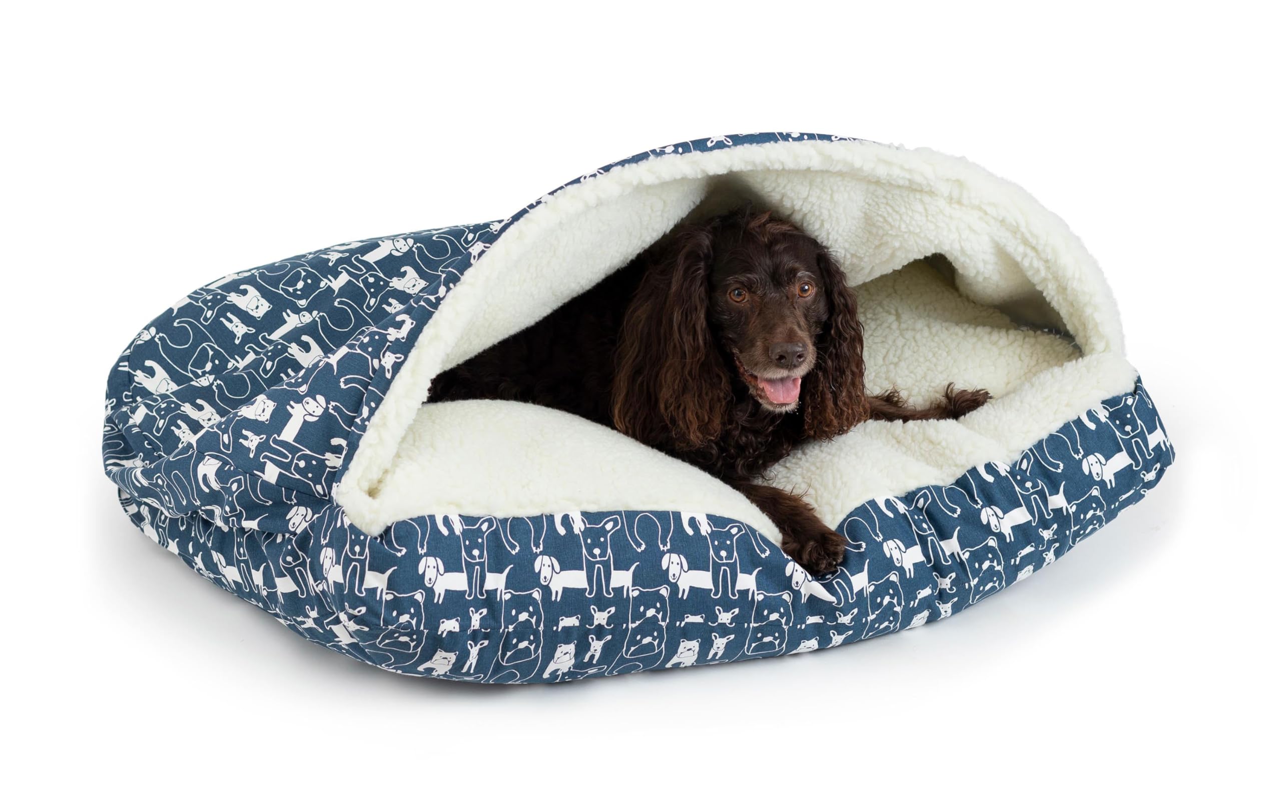 Snoozer Pet Products Luxury Rectangle Cozy Cave, Wag Collection, Large, Pedigree Denim