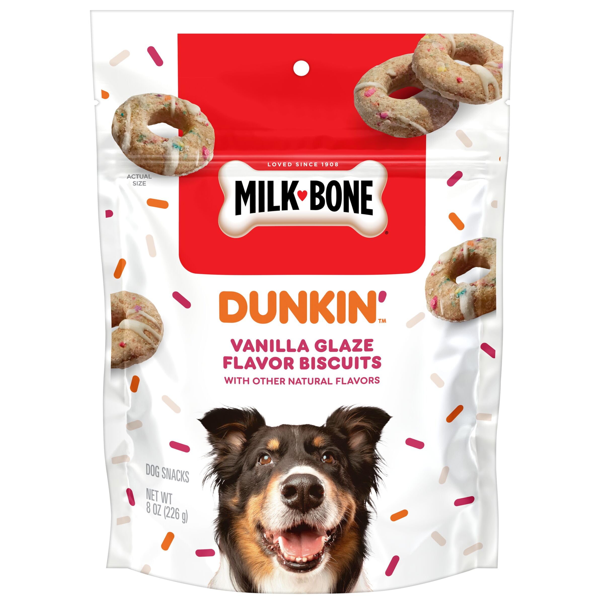Milk-Bone Limited Edition Dunkin Vanilla Glaze Flavor Biscuit Dog Treats, 8 Ounce