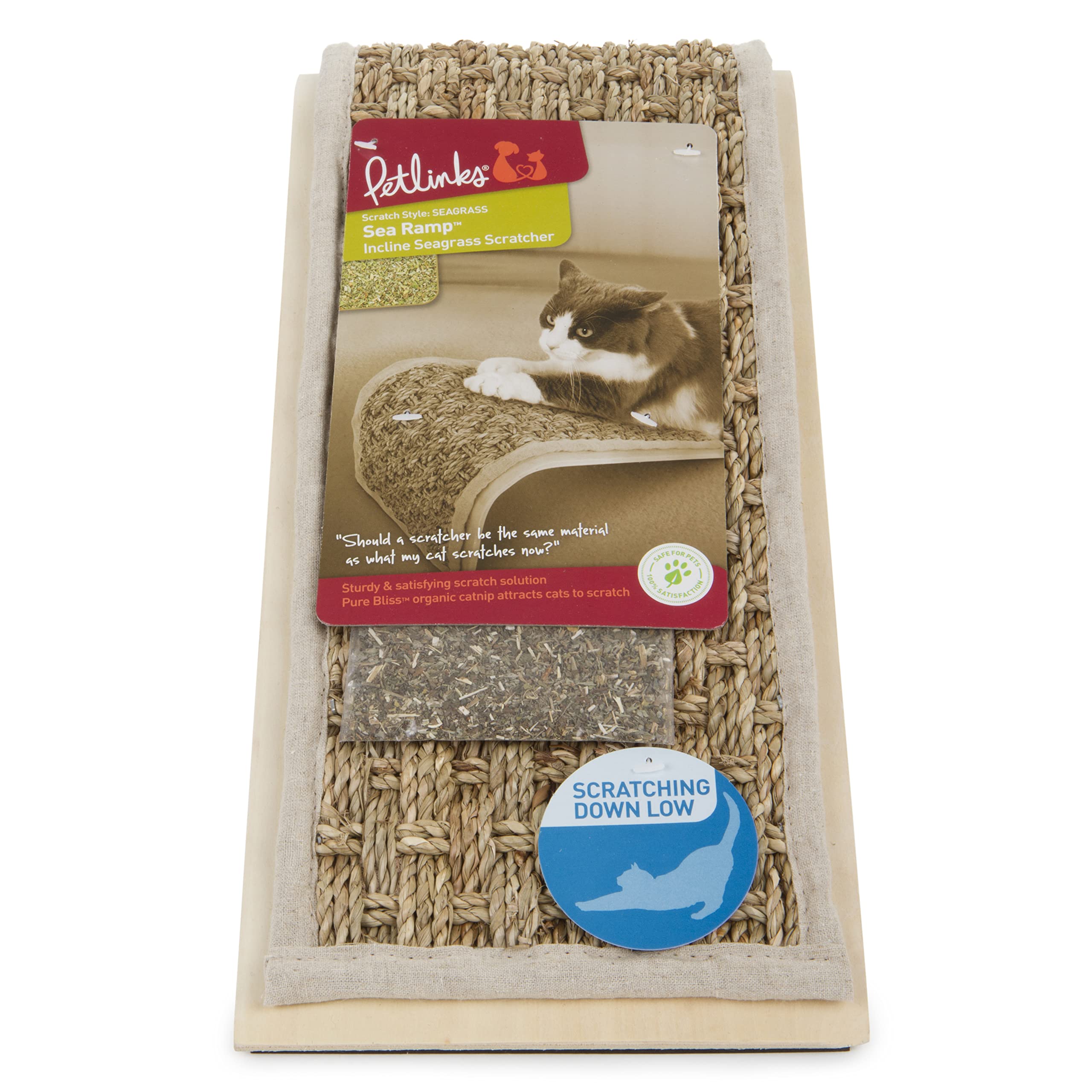 Petlinks Sea Ramp Cat Scratcher - Seagrass, Catnip Included, One Size, Random Color, Model 49313