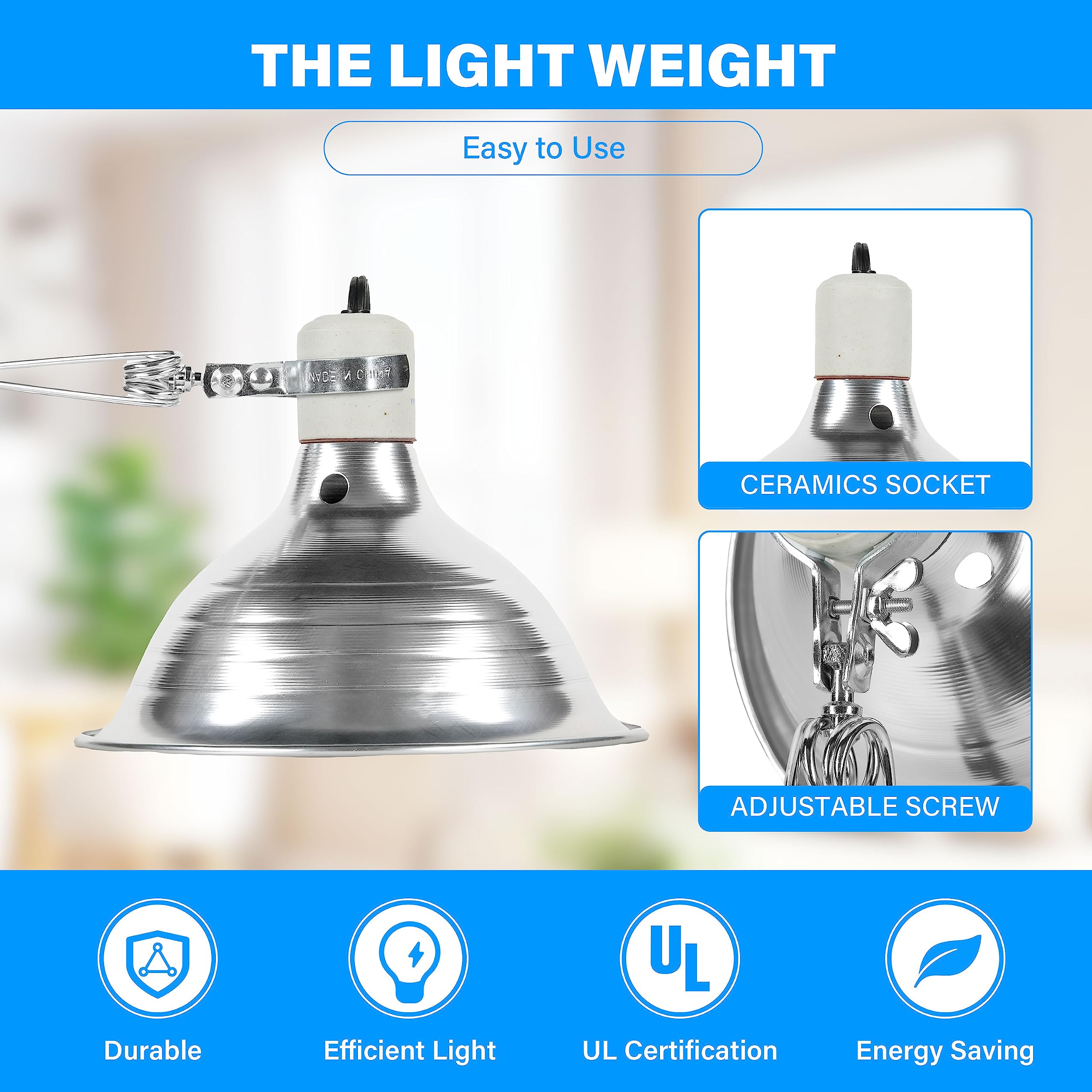 Simple Deluxe Ptclamcr150M 150W Ceramic Reptile Heat Lamp Bulb & 150W Clamp Light With 8.5'' Aluminum Reflector Combo For Amphib