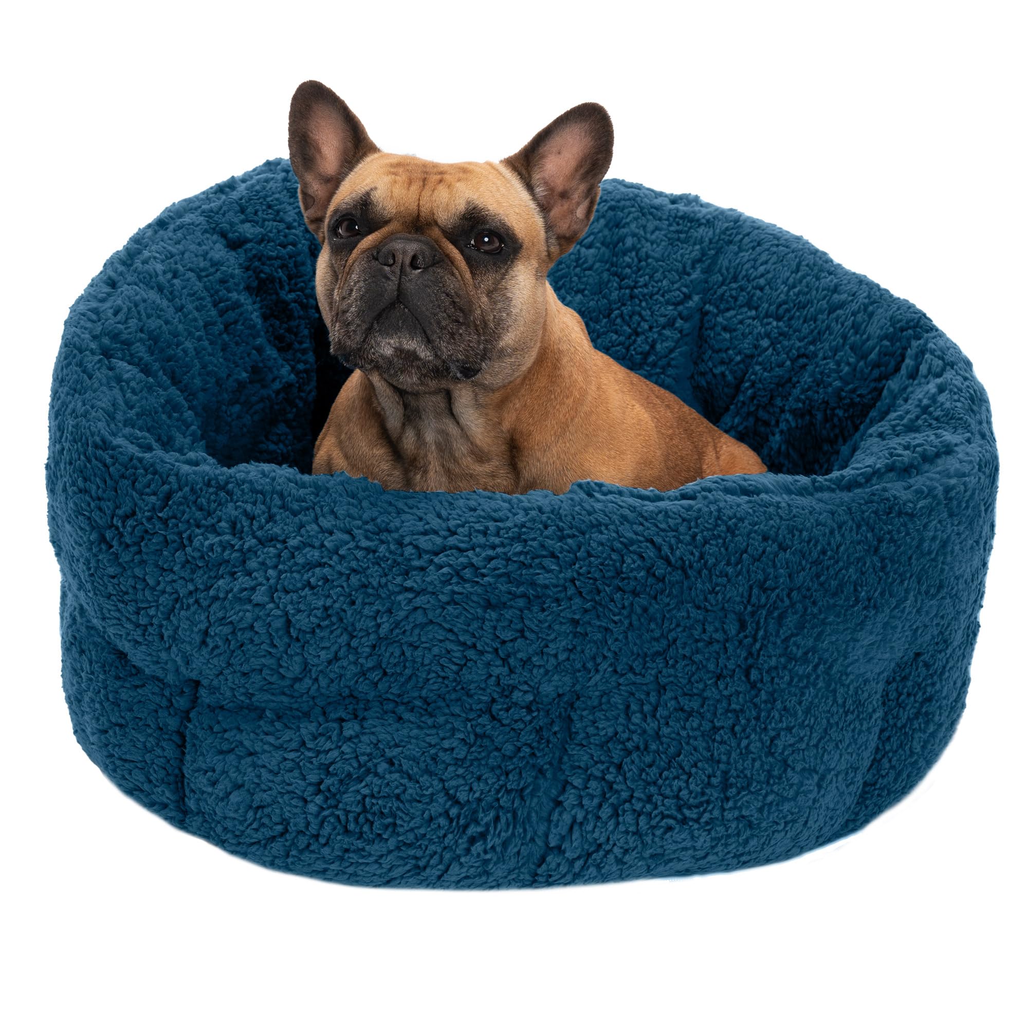 Furhaven 23 Round Self-Warming Pet Bed for Indoor Cats & Medium/Small Dogs, 100% Washable, For Pets Up to 45 lbs - Hi Lo Snuggle
