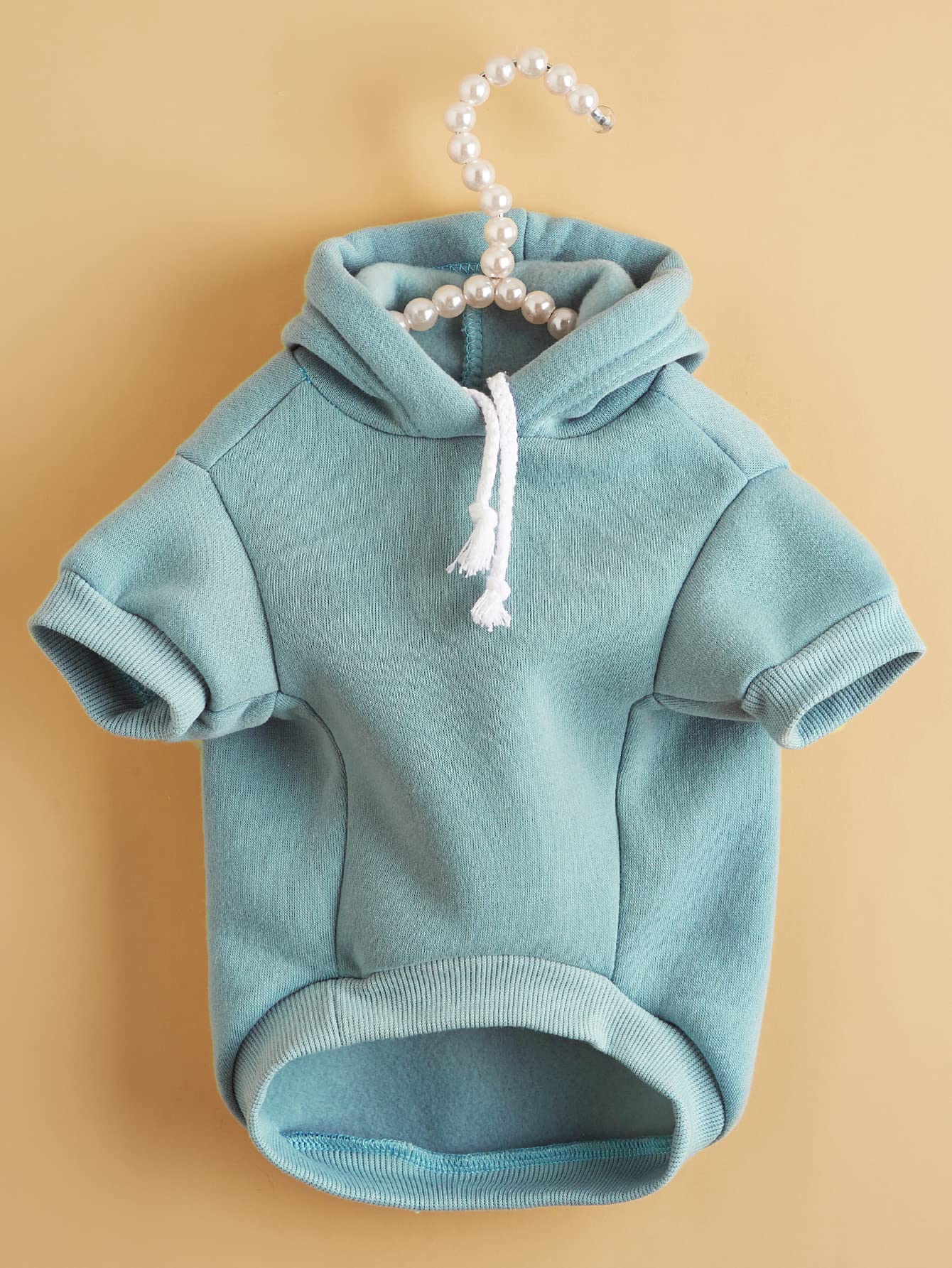 Qweenie Basic Dog & Cat Hoodie, Warm Jacket - Small/Medium, Cadet Blue