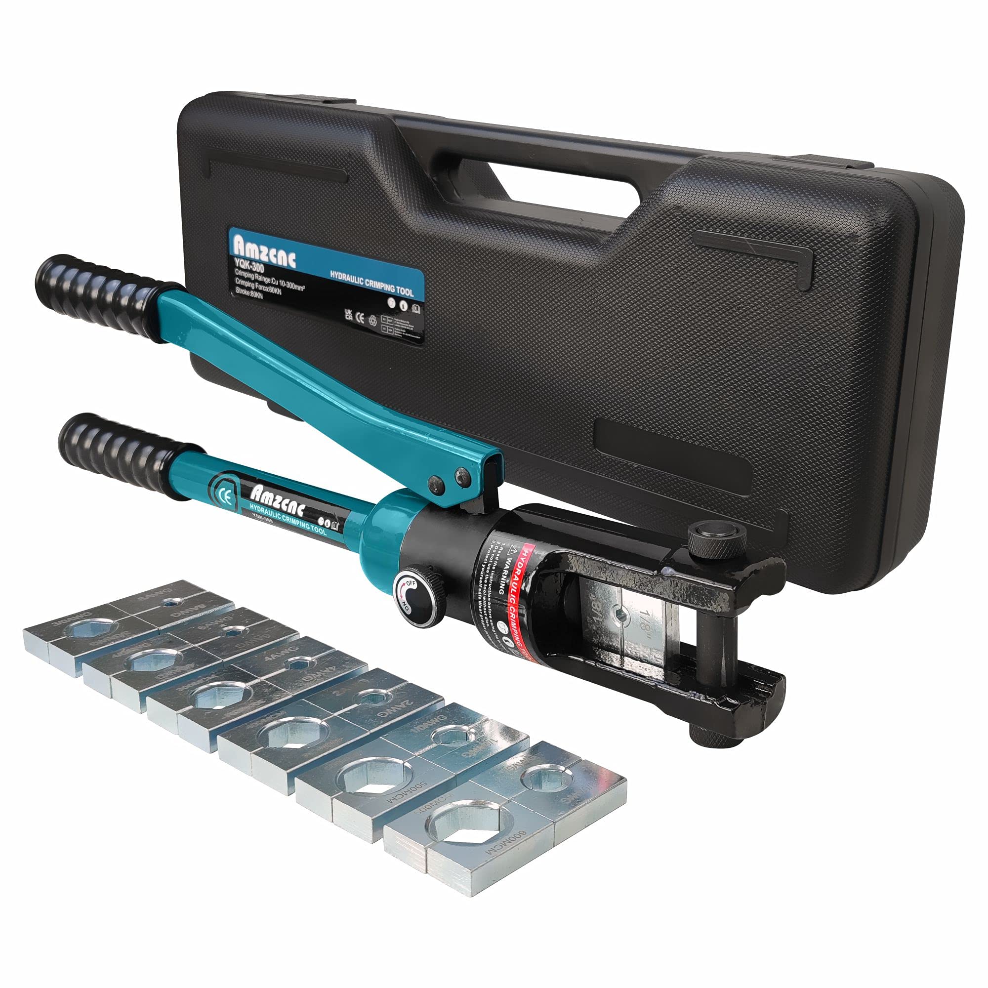 Industrial Hydraulic Cable Lug Crimper 16Ton 9 Awg To 600 Mcm Electrical Terminal Cable Wire Tool Kit Includes 13 Pairs Of Die S