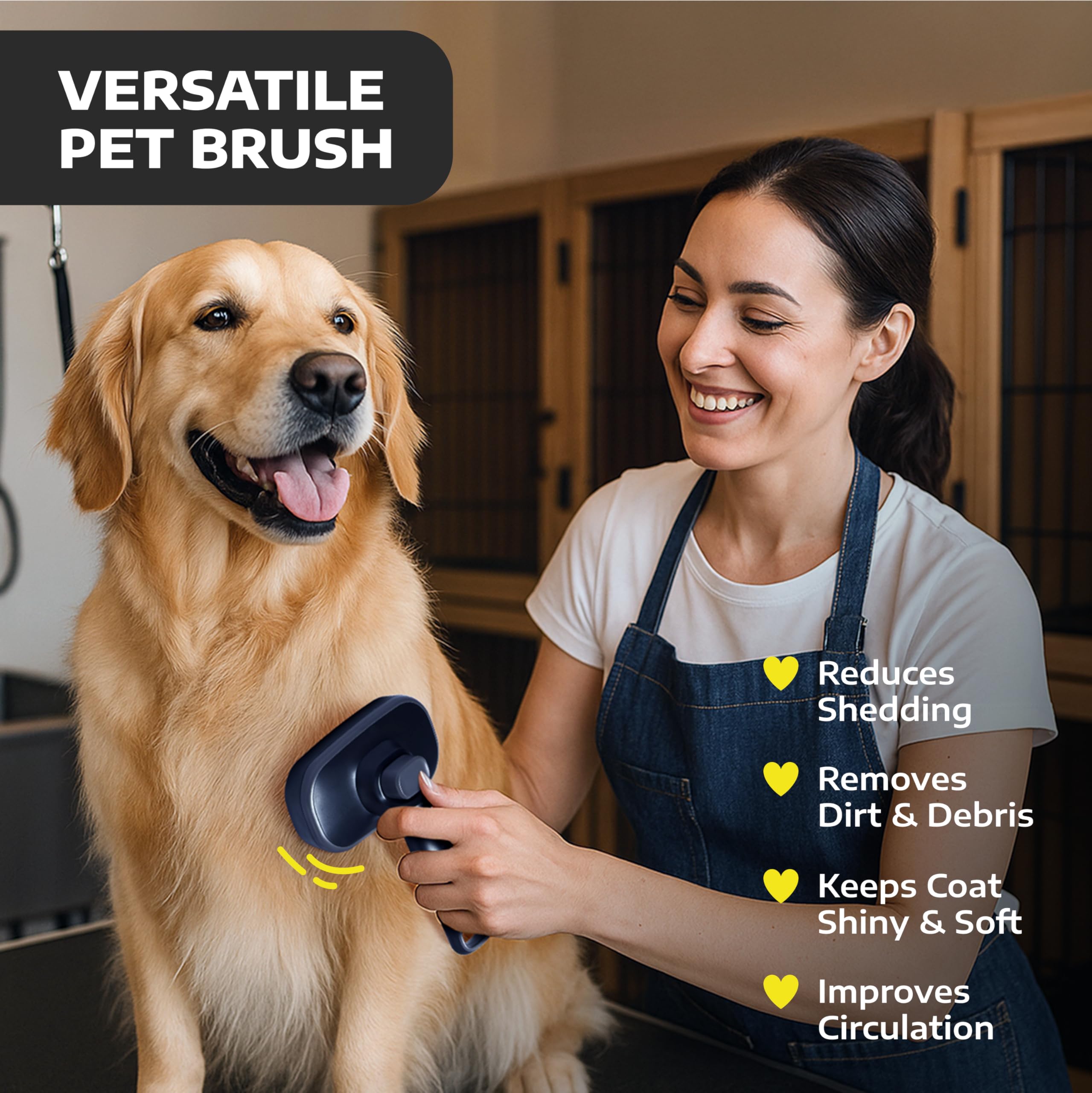 Hertzko Self Cleaning Slicker Brush for Cats & Dogs - Grooming Tool for Shedding Long & Short Hair - Retractable Bristles - Easy