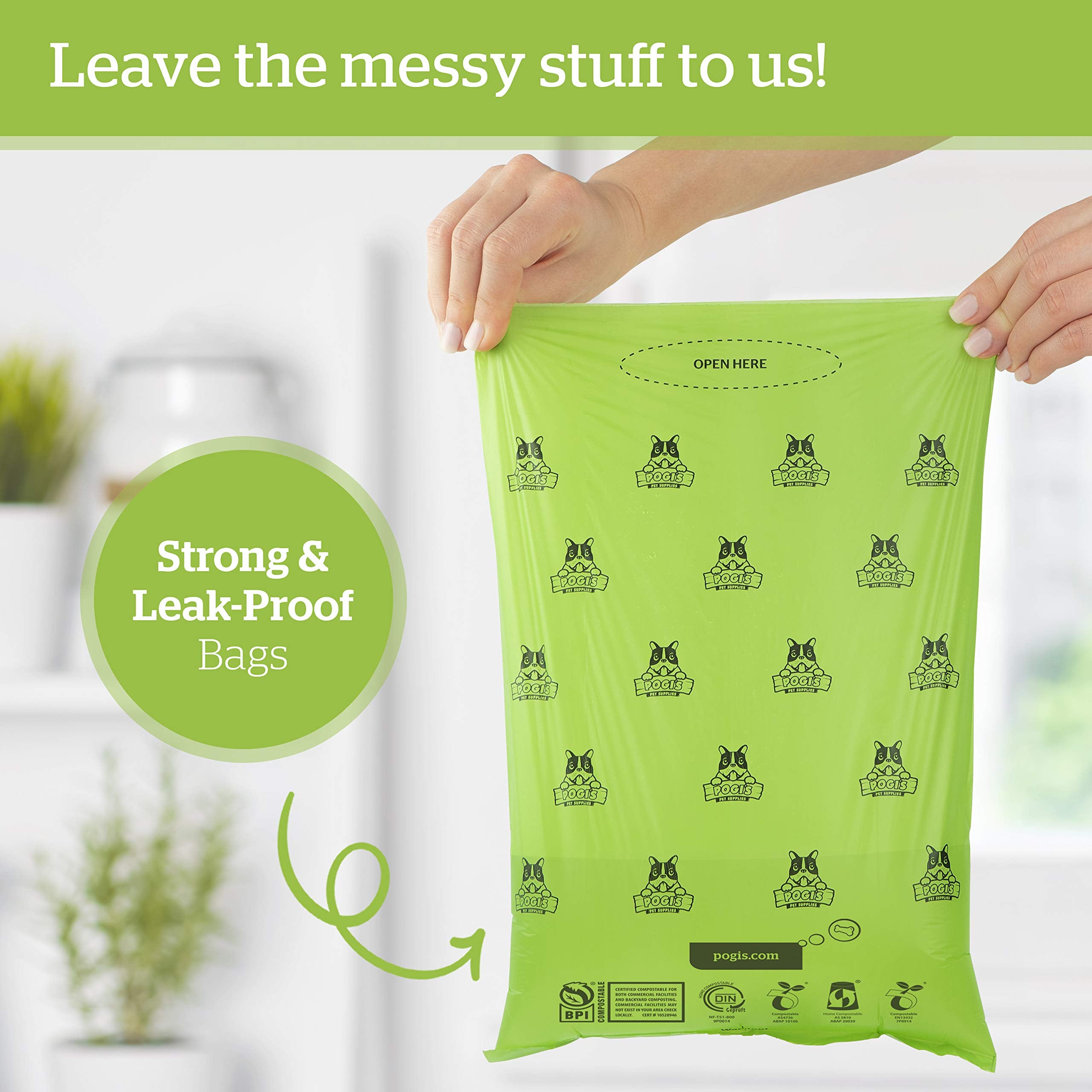Pogi? Compostable Dog Poop Bags - 300 Plant-Based Grab & Go Dog Waste Bags - Leak-Proof, Extra-Large, Astm D6400, En 13432 Certified Poop Bags For Dogs