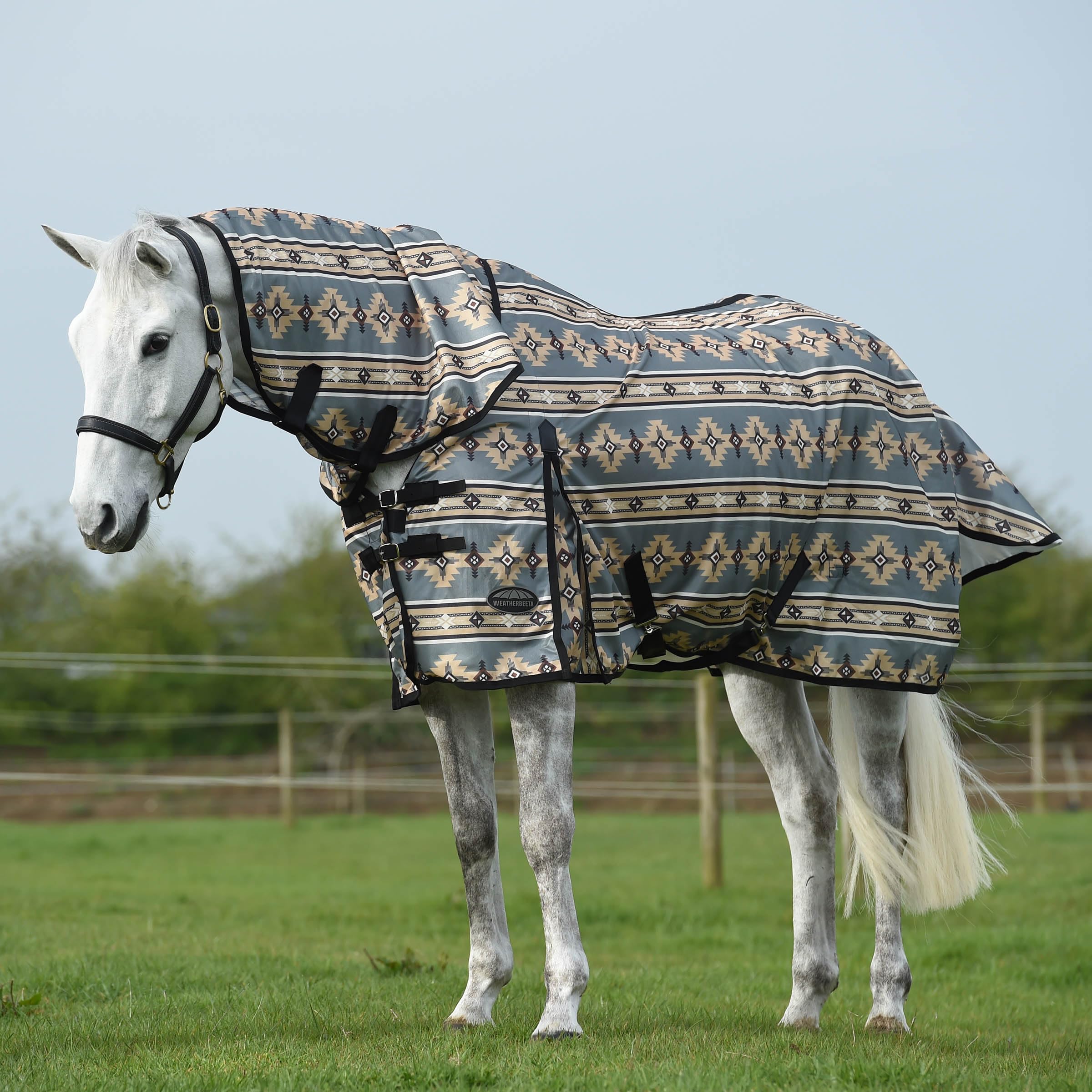 Weatherbeeta Comfitec Essential Mesh Ii Combo Neck, Grey Navajo Print, 66'