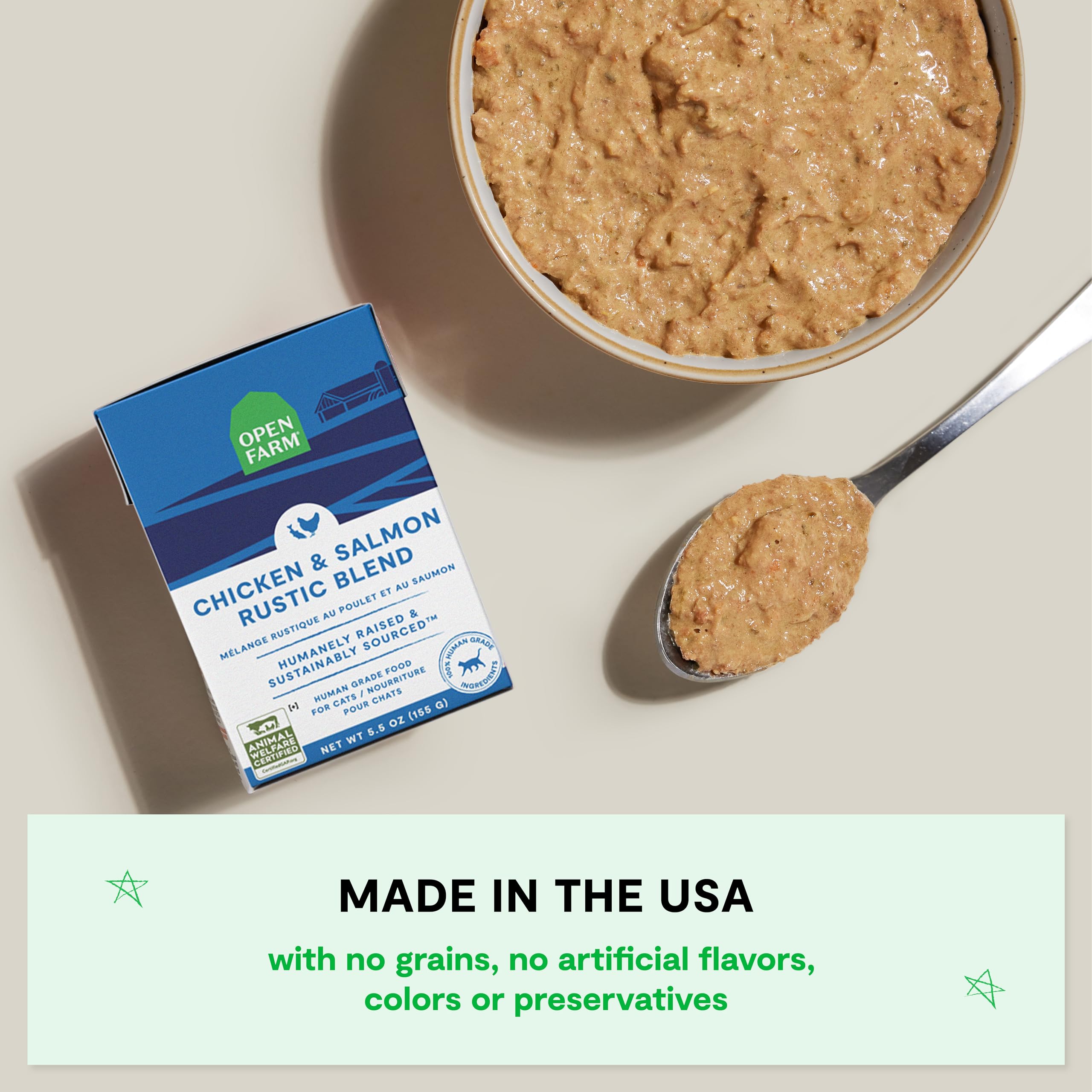 Open Farm Chicken & Salmon Blend Wet Cat Food, Complete Meal or Food Topper with Responsibly Sourced Meat and Superfoods Without