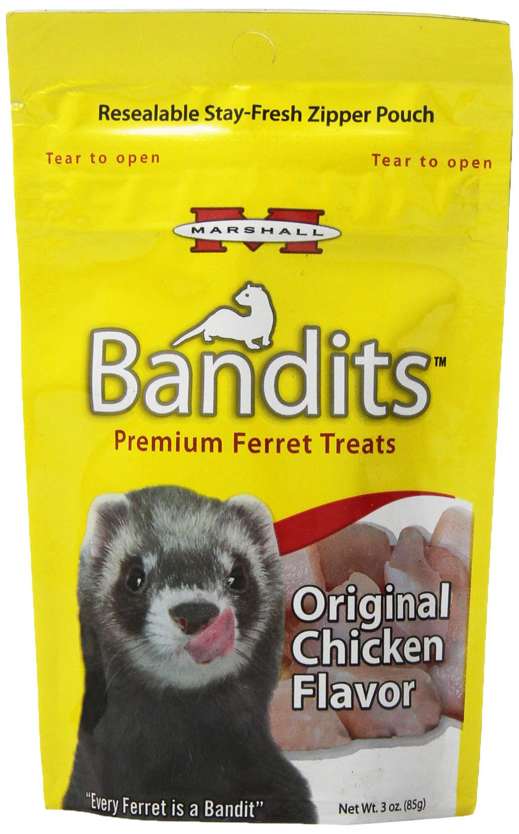 Marshall Pet Products Natural High-Protein Bandit Semi-Moist Chew Treats, with Chicken Flavor, for Ferrets, 3 oz