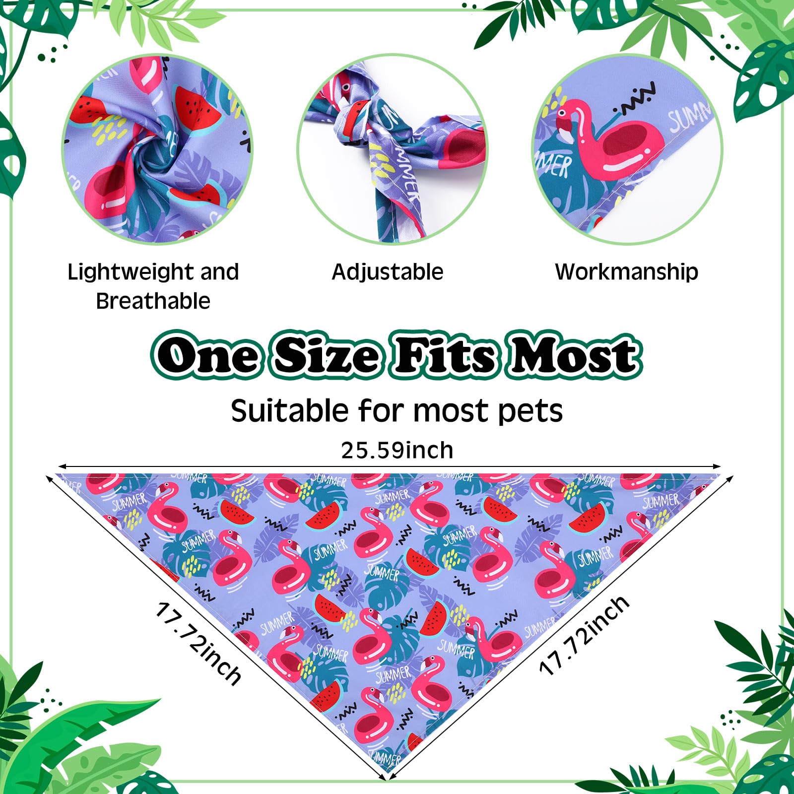 Reginary 72 Packs Summer Bandanas For Dog Bulk Fruit Dog Bandanas Pet Bandanas Hawaiian Triangle Scarf Bibs Dog Bibs Adjustable