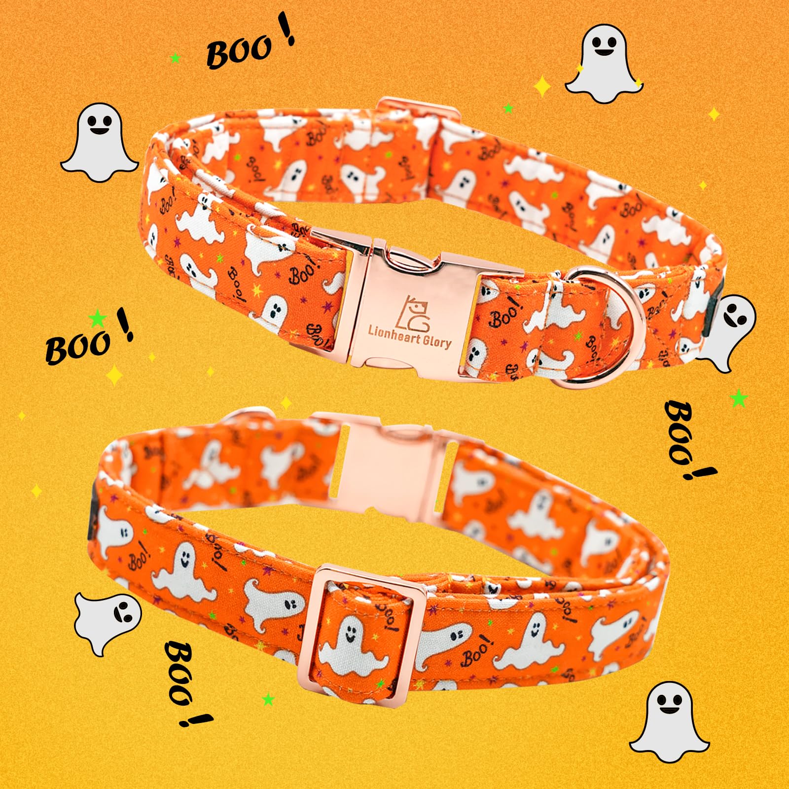 Lionheart Glory Halloween Dog Collars, Fall Dog Collar Heavy Duty Adjustable Dog Collar For Large Collar Dog Female Or Male Dog Collar