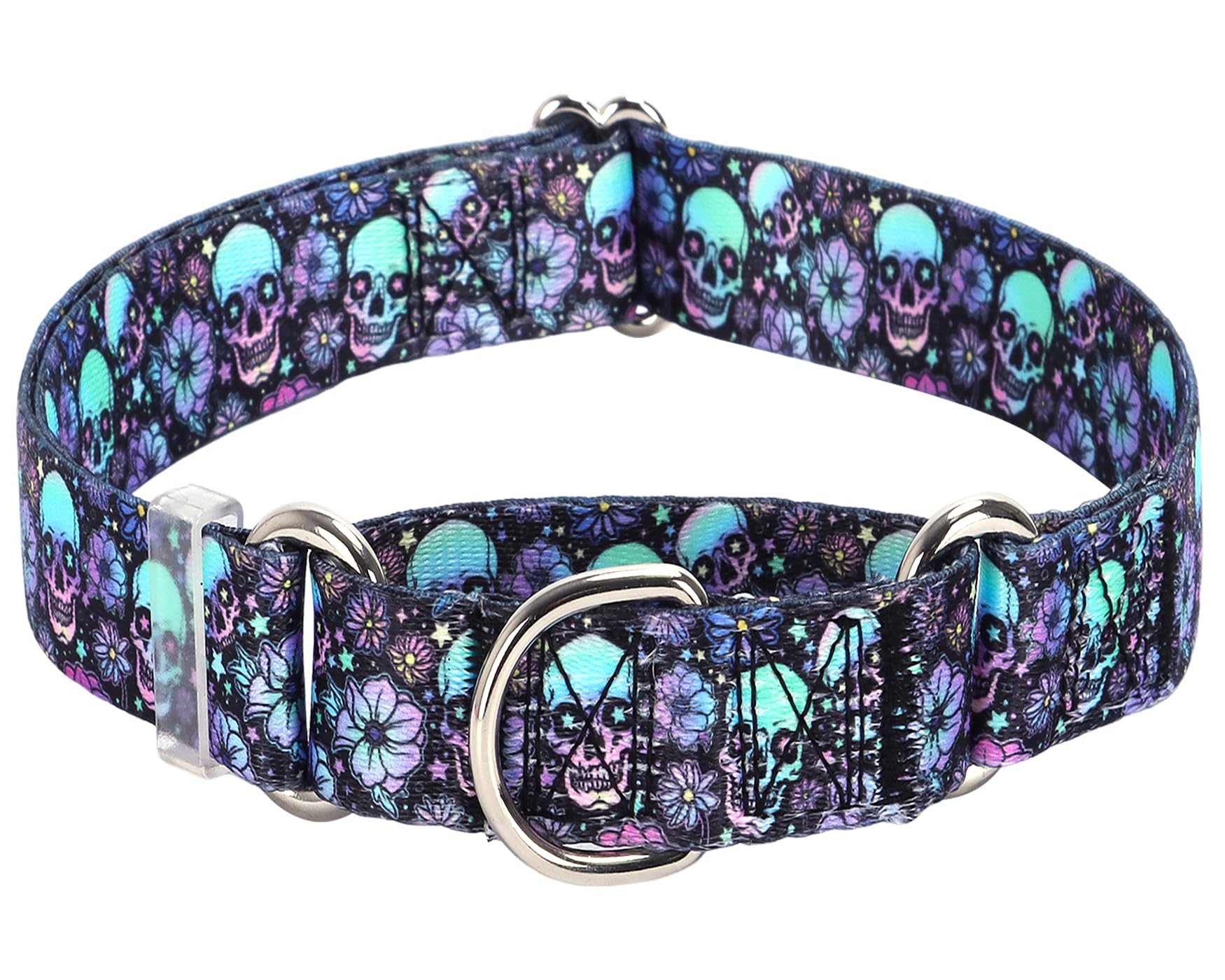 Martingale Collar For Dogs - Adjustable No-Slip Dog Collar With Skull Design For Large, Medium, Small Dogs - Premium Durable Tra