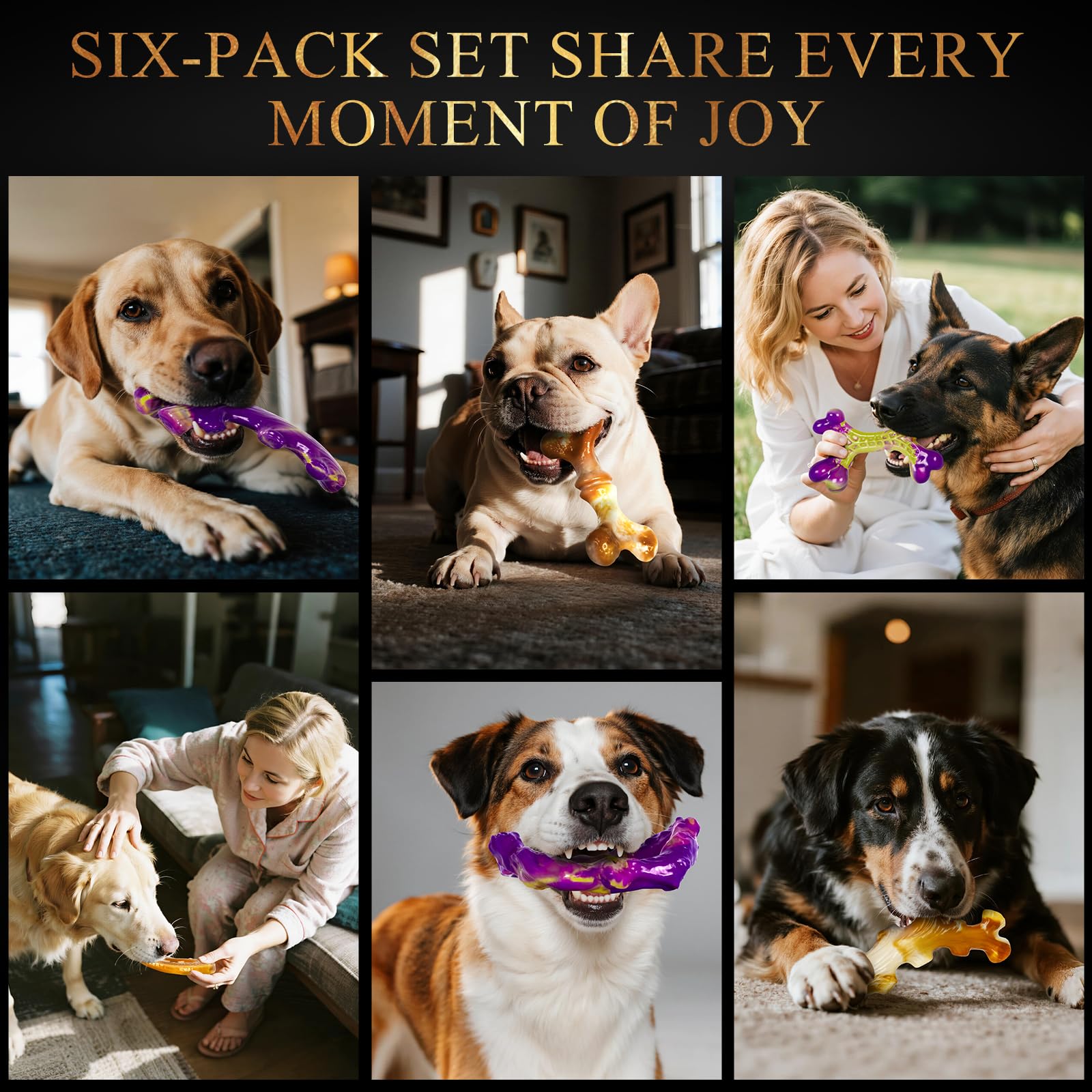 Frienhund 6 Pack Indestructible Dog Toys for Aggressive Chewers, Durable Nylon Bone for Large Dogs, Dog Toy for Aggressive Chewe