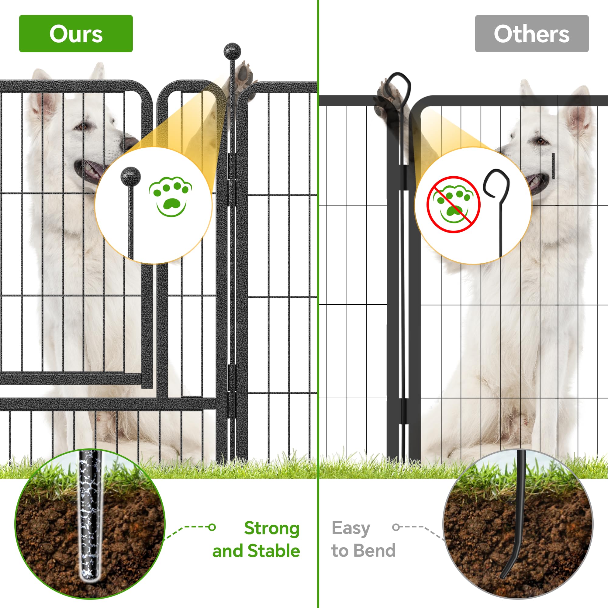 Mr Ironstone Dog Playpen With Anti-Rust Coating - 32'' Height 16 Panels Portable & Foldable Indoor/Outdoor Pet Fence For Large,