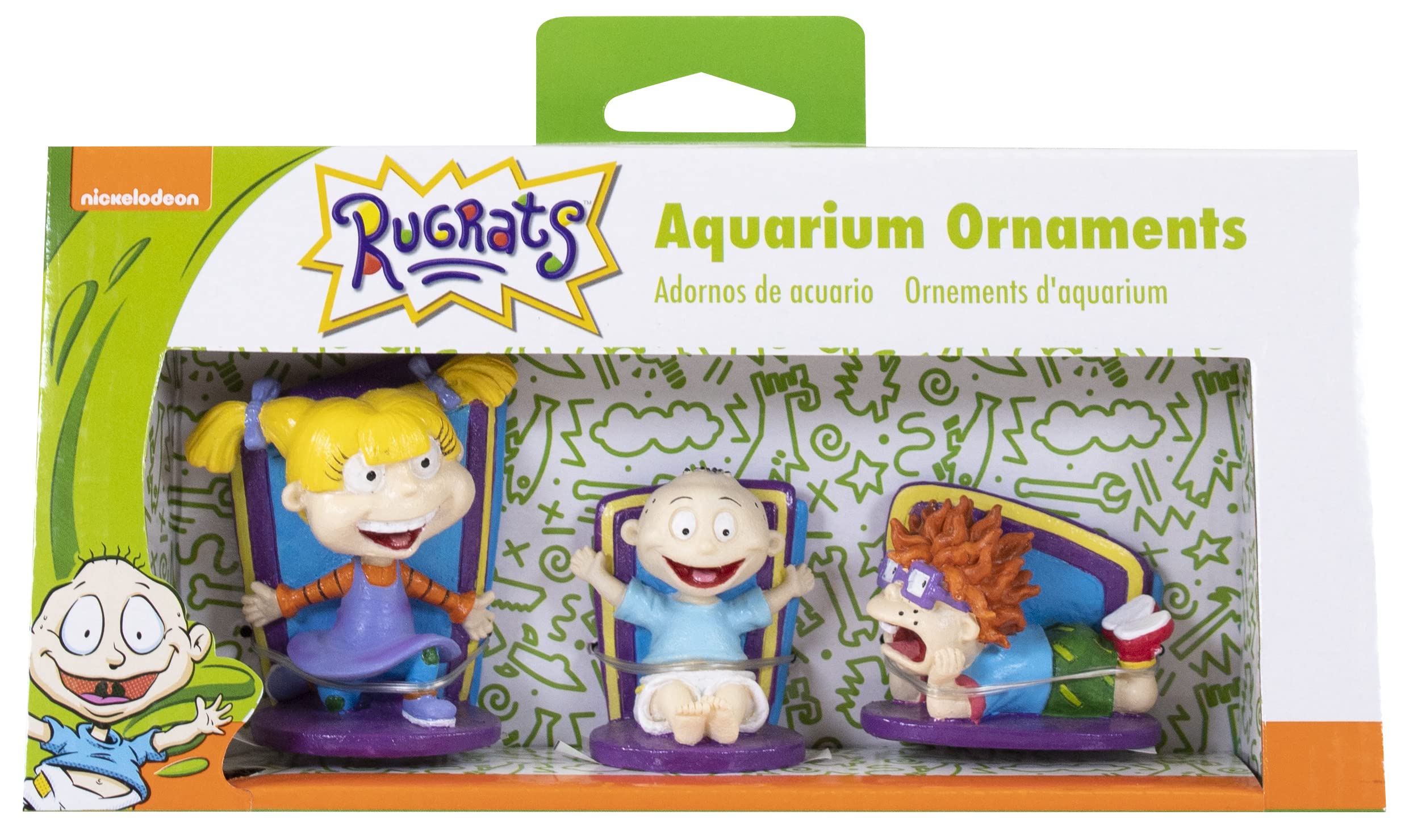 Penn-Plax Rugrats 3-Piece Aquarium Decoration Bundle - Includes Tommy, Chuckie, and Angelica Resin Ornaments for Fish Tanks- Sma