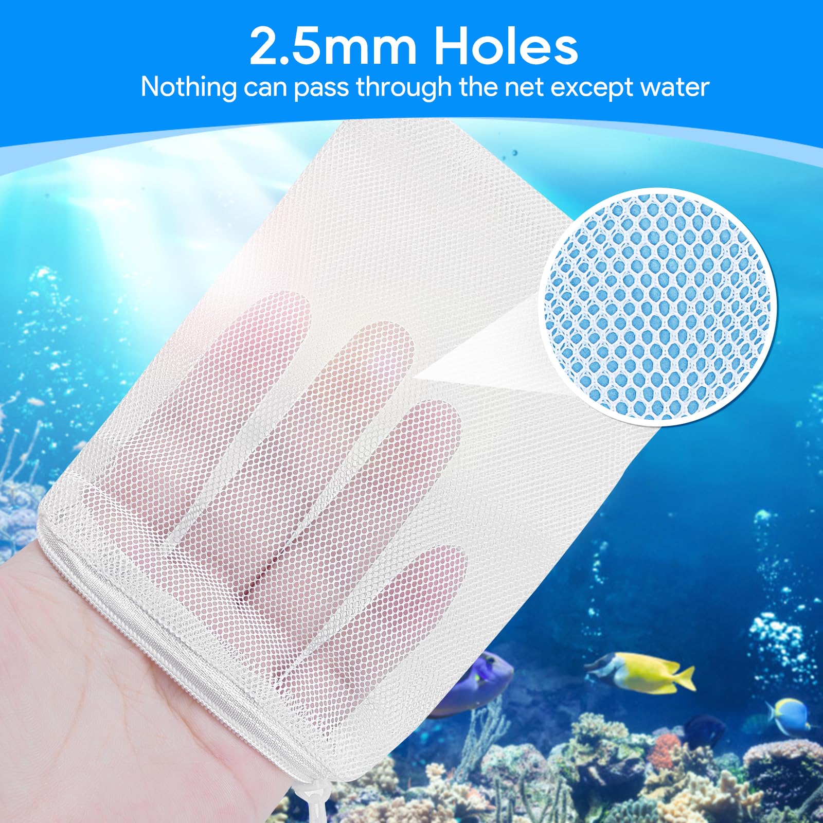 Myfatboss Aquarium Filter Media Bags For Aquarium With Zipper, Fine Mesh Bag Reusable Strong Polyester For Activated Carbon, Bio