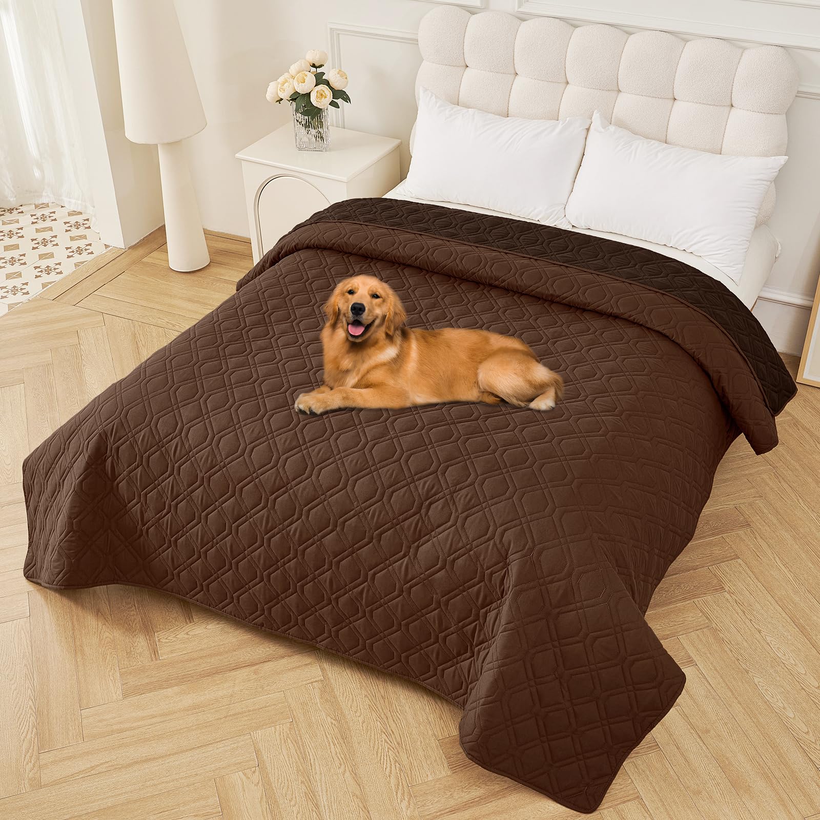 Smiry Waterproof Dog Blanket, 82X82 Inch Soft Pet Bed Cover Reversible, Washable Sofa Couch Furniture Protector For Small Medium