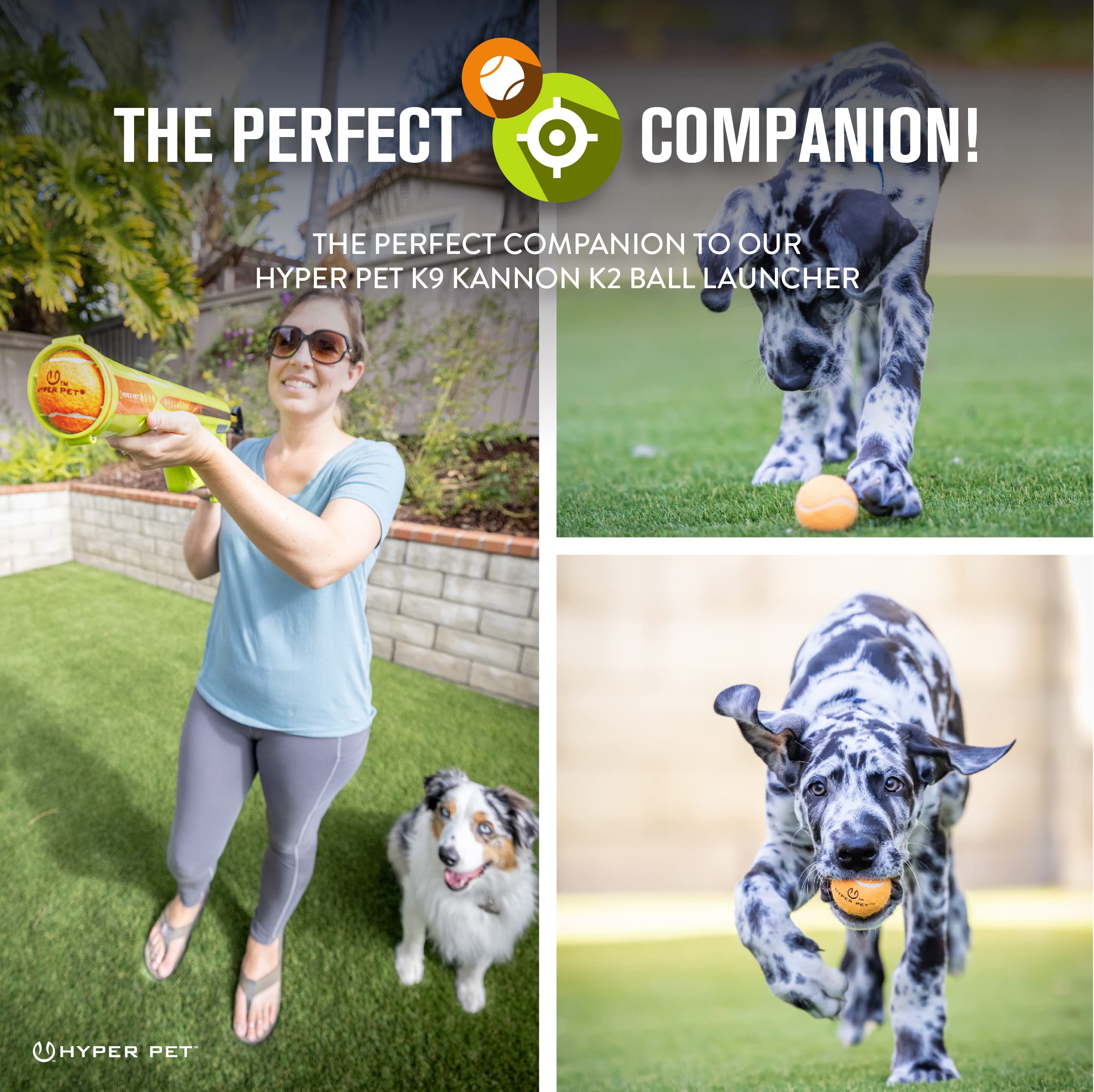Hyper Pet Tennis Balls For Dogs (Safe Ball For Exercise And Training) Interactive Dog Toys Work With Hyper Pet K9 Kannon K2 Dog Ball Launcher - 4 Pack 2.5' Orange