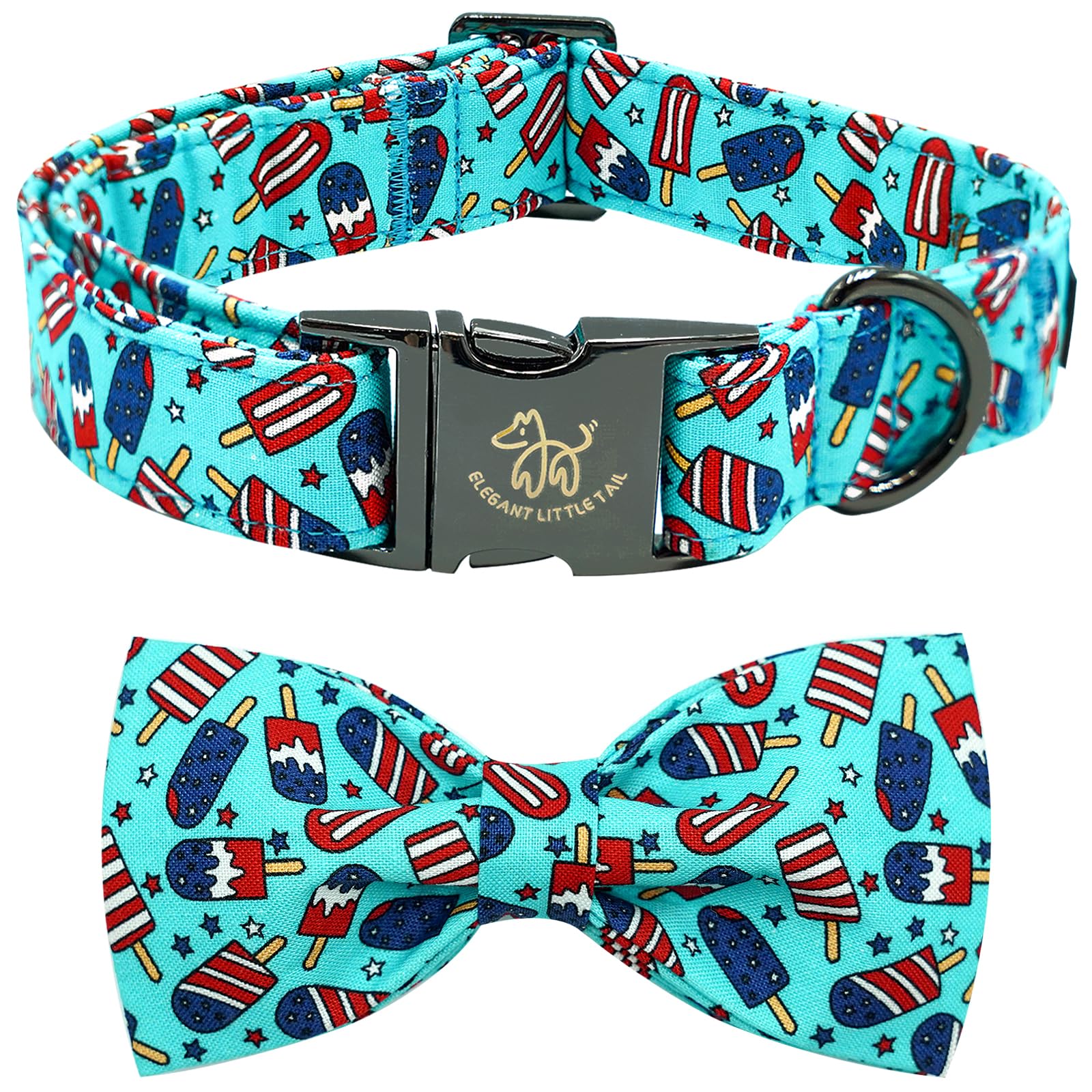 Independence Dog Collar, Patriotic Pet Collar With Bow Tie American 4Th Of July Holiday Pet Gift Cotton Soft Bowtie Boy Girl Adj