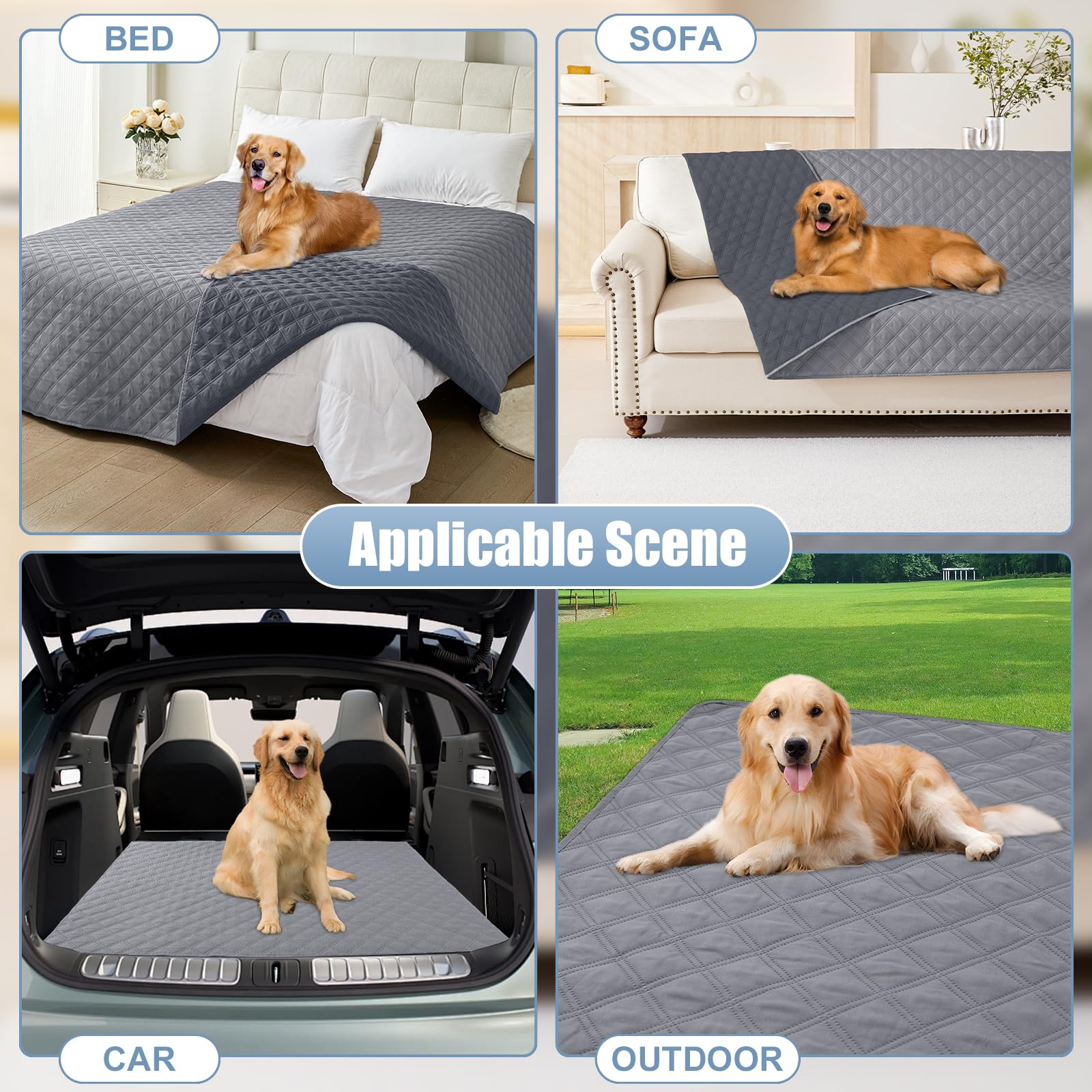 Smiry Waterproof Dog Blanket, Reversible Microfiber Pet Cover, 30"x70", Grey/Dark Grey, Washable Furniture Protector for Dogs and Cats