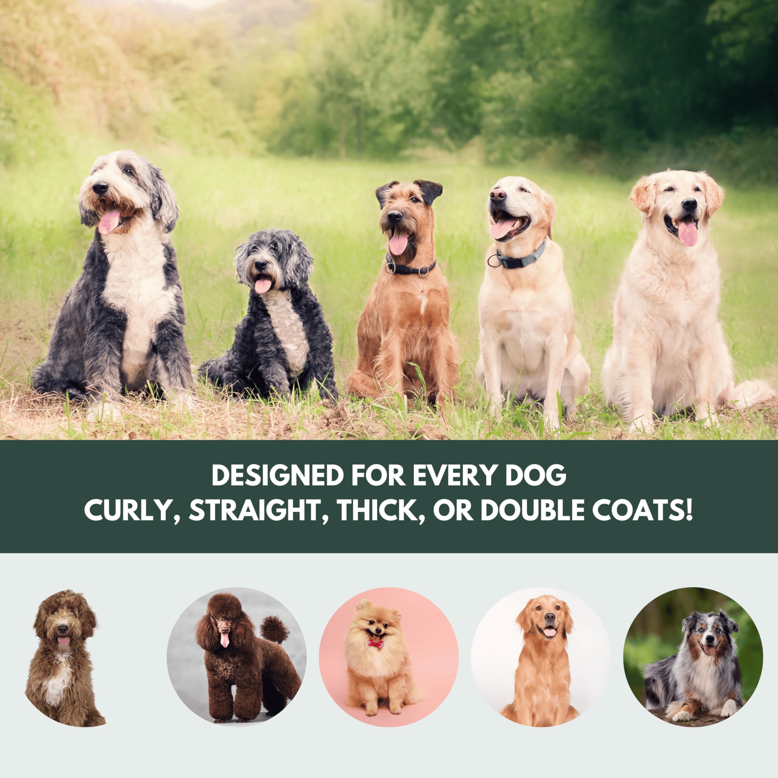 LUXFUR Premium Dog Slicker Brush - Doodle Grooming Brush for Long Haired Dogs - Goldendoodle, Labradoodle, Poodle & Golden Doodl