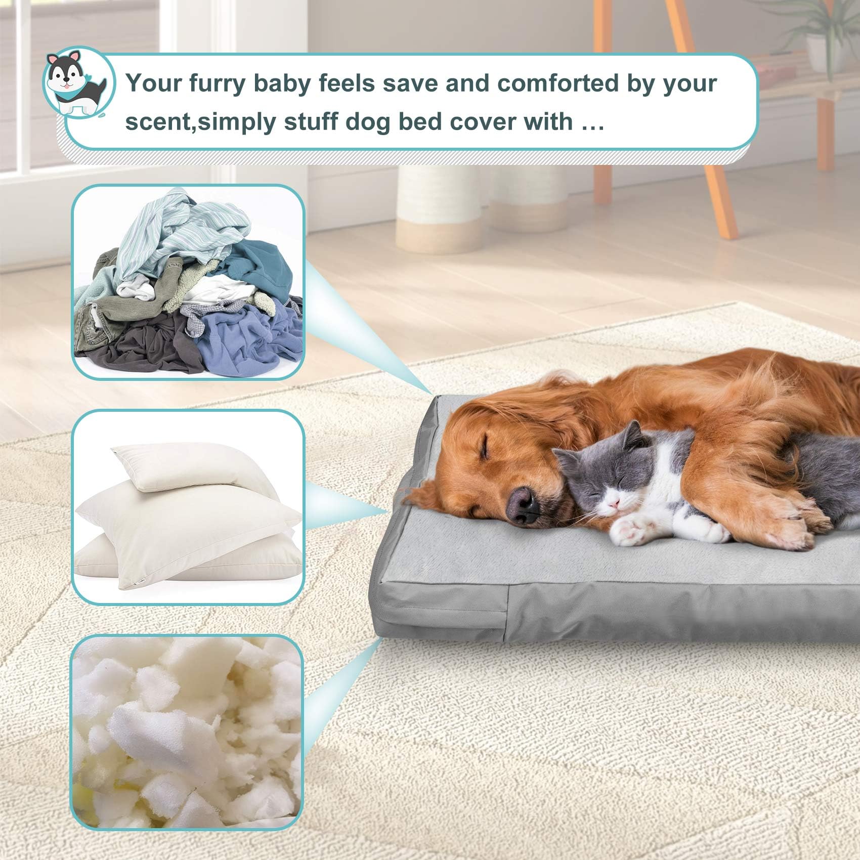 Explore Land Waterproof Dog Bed Cover, 30"x20"x3.5", Gray, Machine Washable, Soft Plush Material, Model 10506702