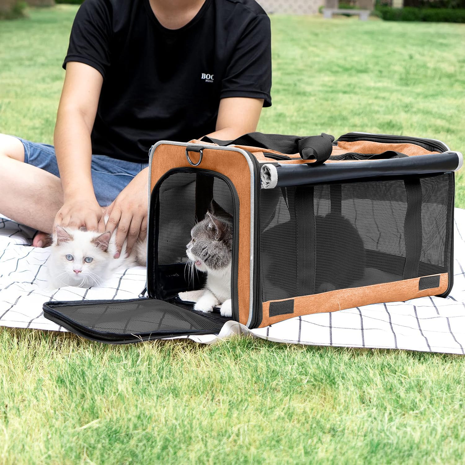 Gapzer Dog Carry Bag For Puppy Pet Soft-Shell Portable Kennel Crate For 0-15 Lbs Foldable Pomeranian Travel Cage Tea Cup Yorkie Carrier Purse Indoor Carrying Case Dog Supply Melon Tiny Dog Melon