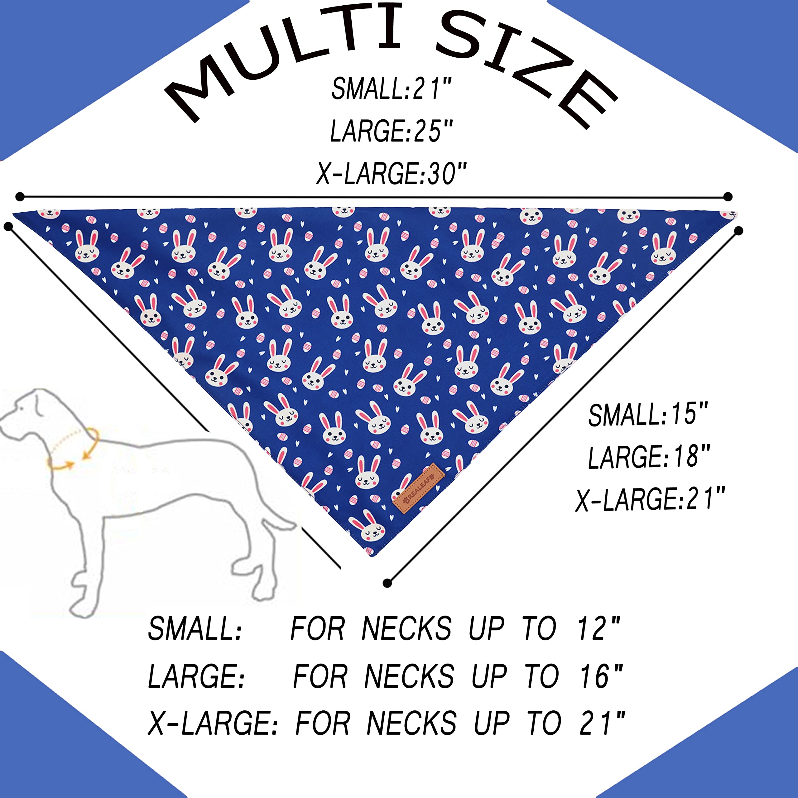 Realeaf Easter Bandanas 2 Pack, Triangle Reversible For Boy And Girl, Premium Durable Fabric, Multiple Sizes Offered Pet Scarf F