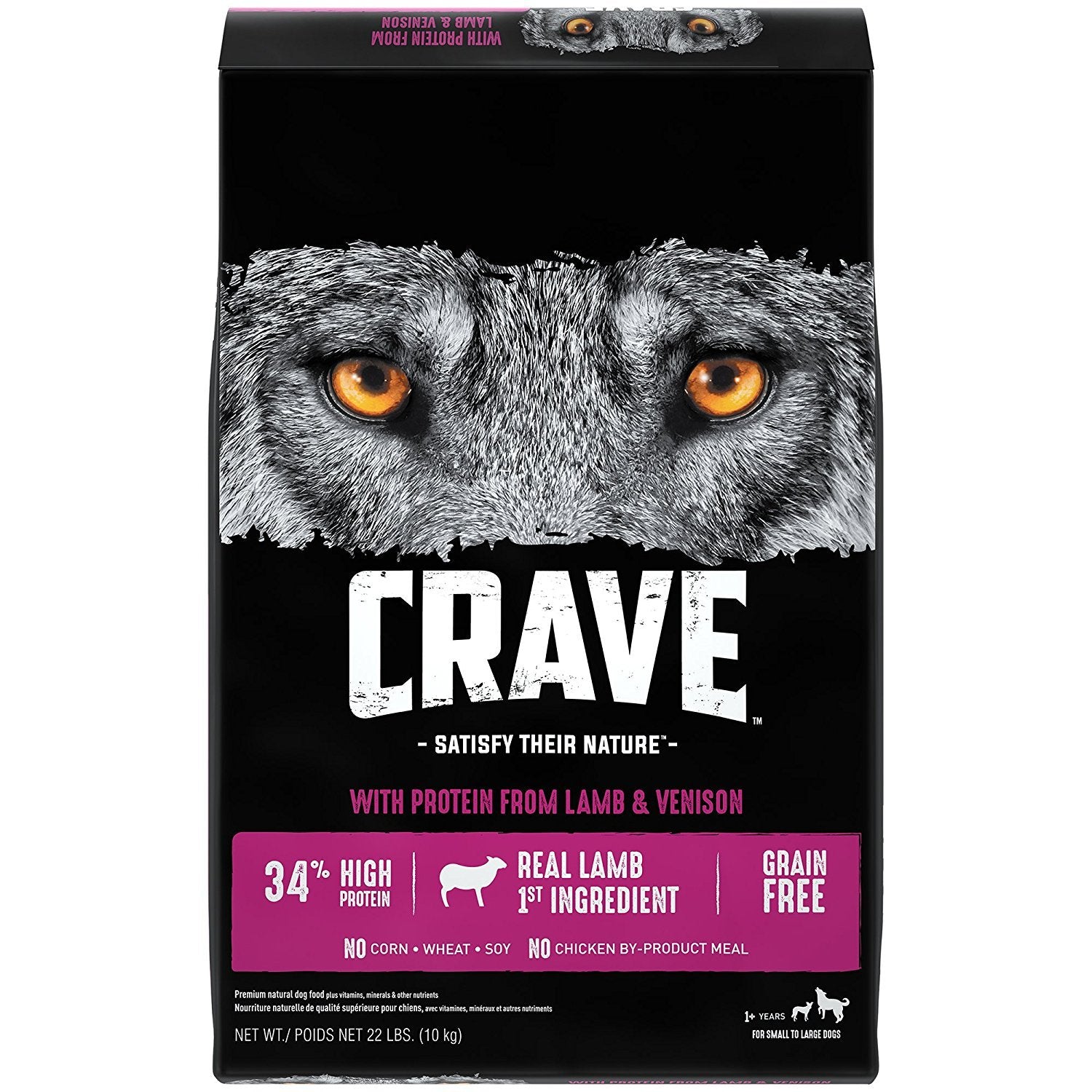 CRAVE Grain Free High Protein Adult Dry Dog Food with Lamb, 22 lb. Bag