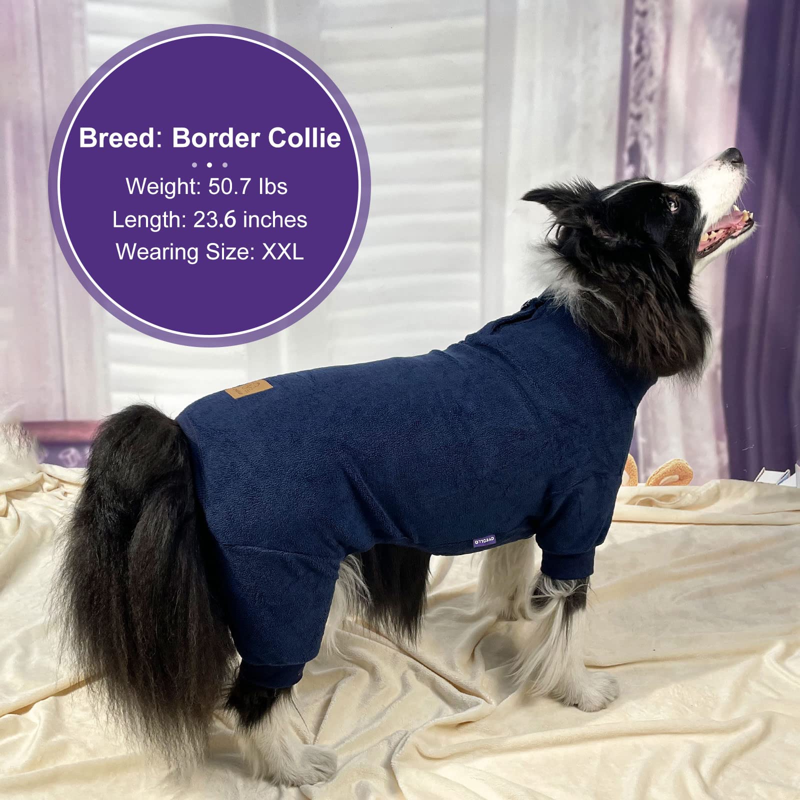 Cyeollo Soft Stretchable Thermal Dog Pjs & Onesie - Winter Dog Clothes, Navy Xxl