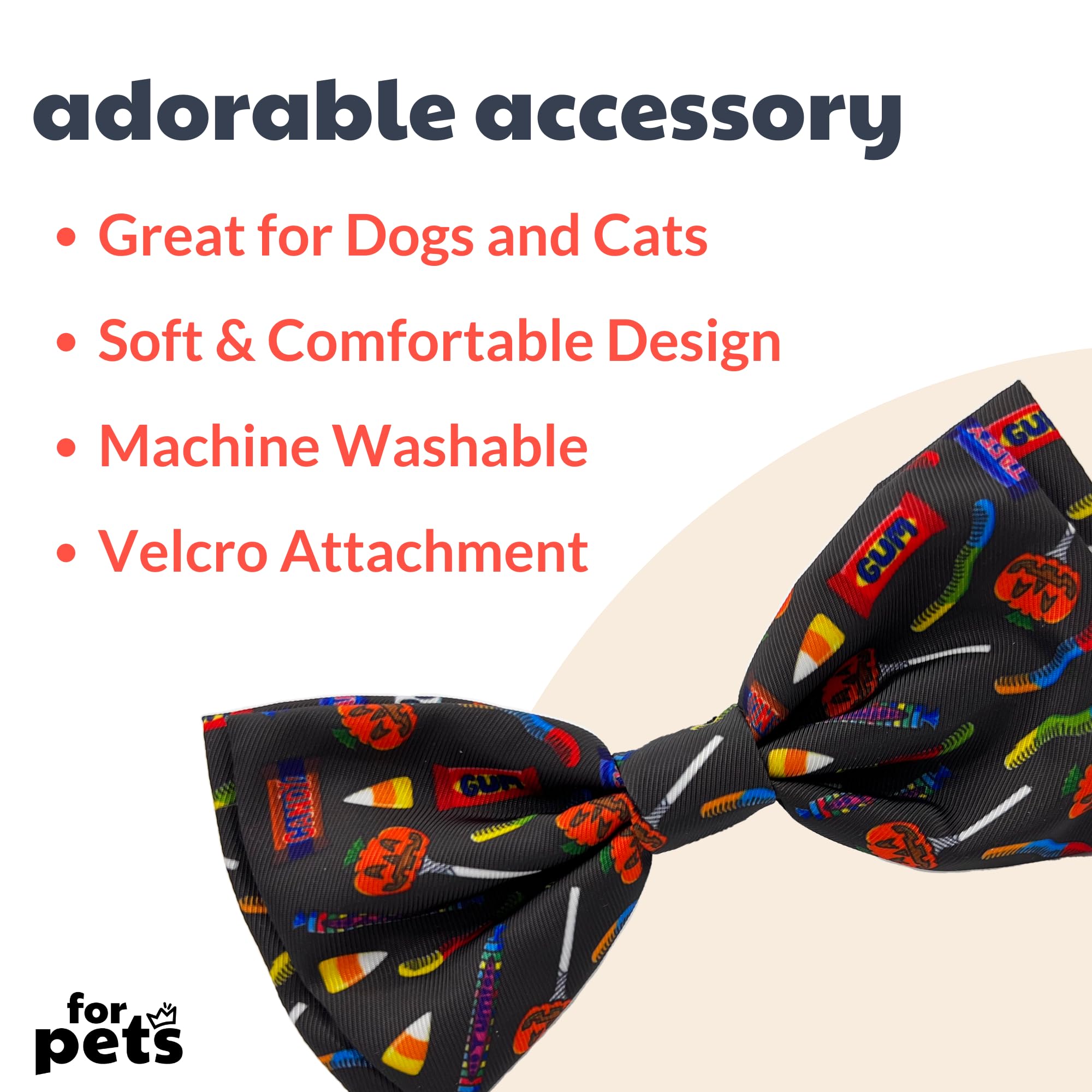 Huxley & Kent Bow Tie For Pets | Creepy Candy (Small) | Halloween Hook & Loop Bow Tie Collar Attachment | Fun Bow Ties For Dogs & Cats | Cute, Comfortable, And Durable | H&K Bow Tie