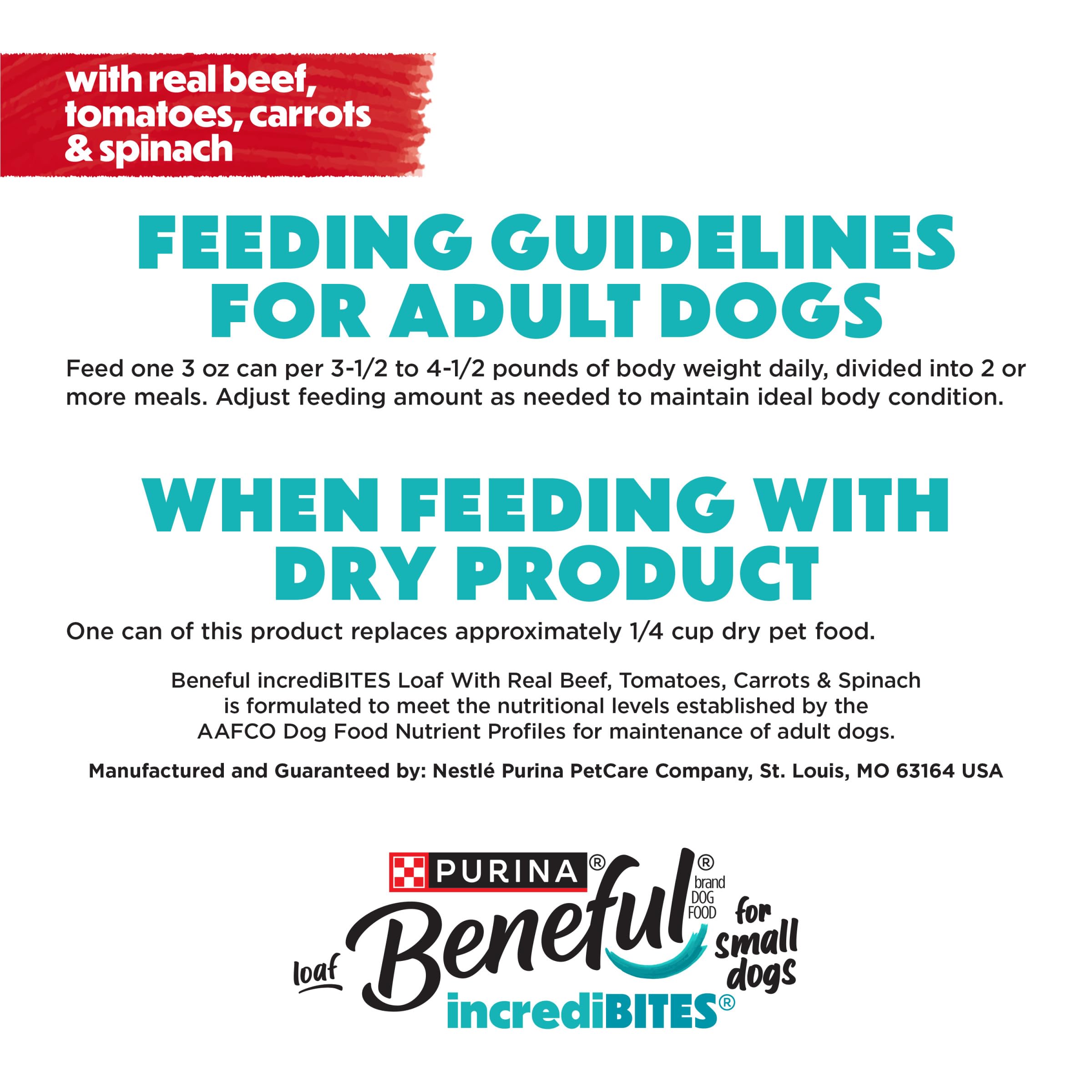 Purina Beneful Small Breed Wet Dog Food, Incredibites Loaf With Real Beef Recipe - (Pack of 12) 3 oz. Cans