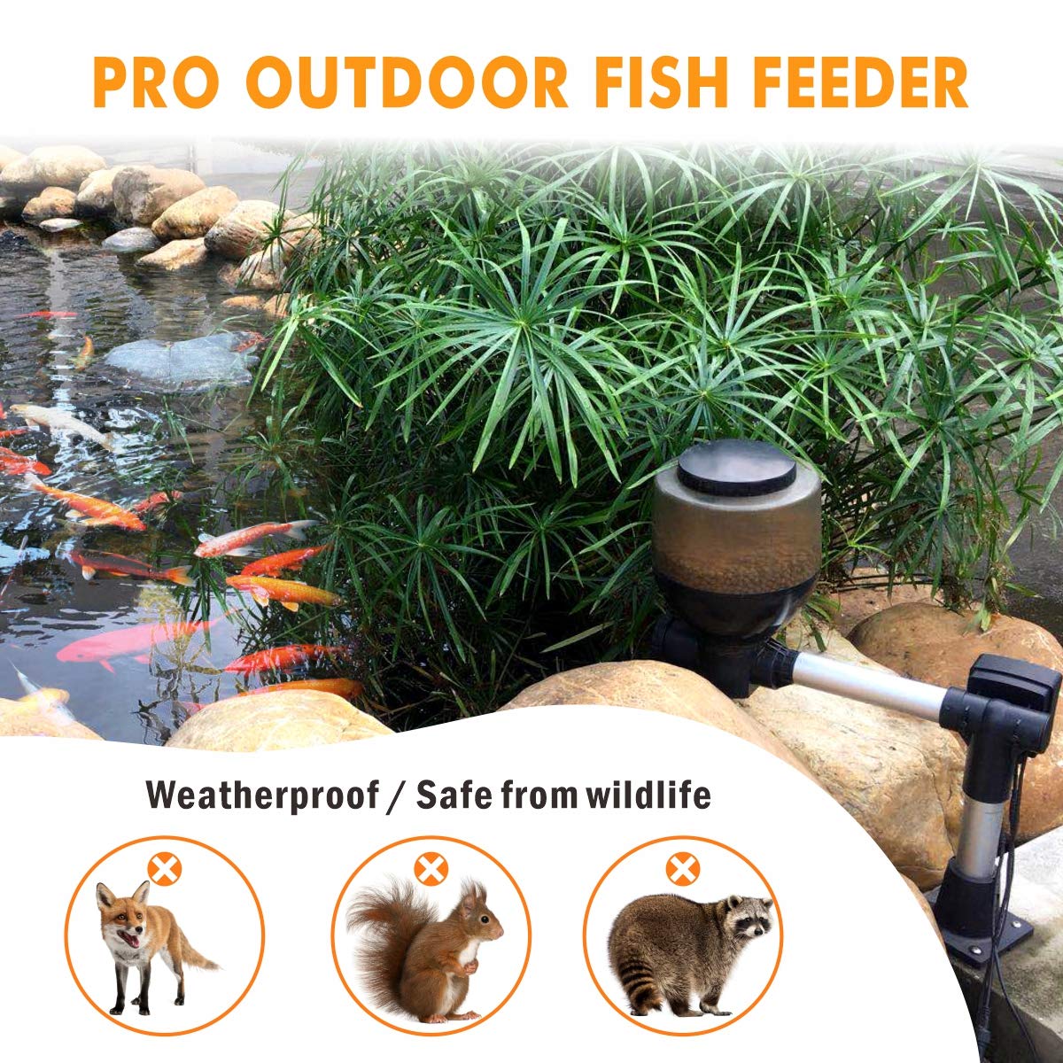 hygger Large Programmable Auto Pond Feeder with LCD Display Controller Automatic Fish Food Feeding Dispenser Outdoor Koi Fish Fe