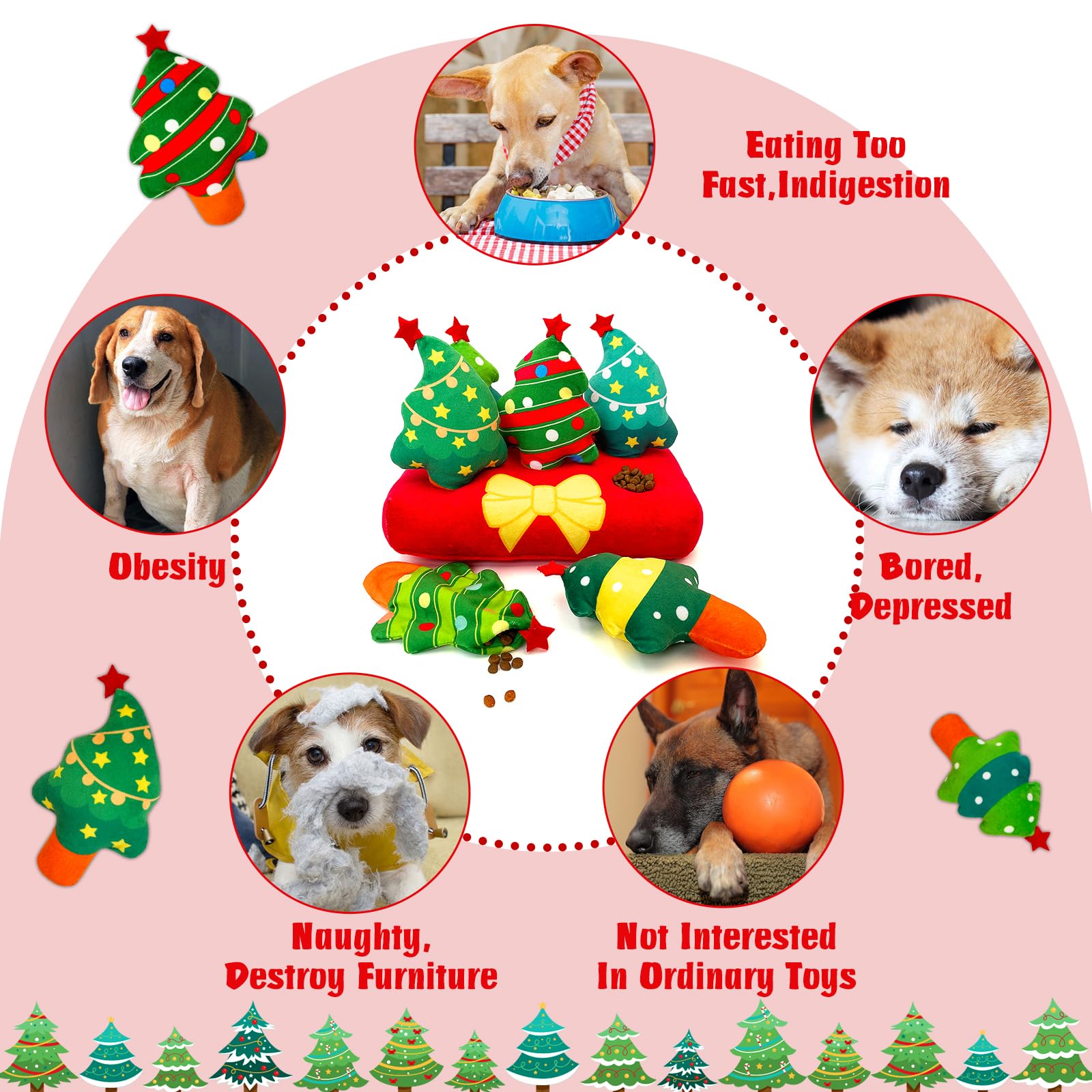 Lepawit Christmas Hide and Seek Dog Toys, Squeaky Interactive Puzzle Dog Toys for Boredom and Stimulation, Dog Enrichment Toys f