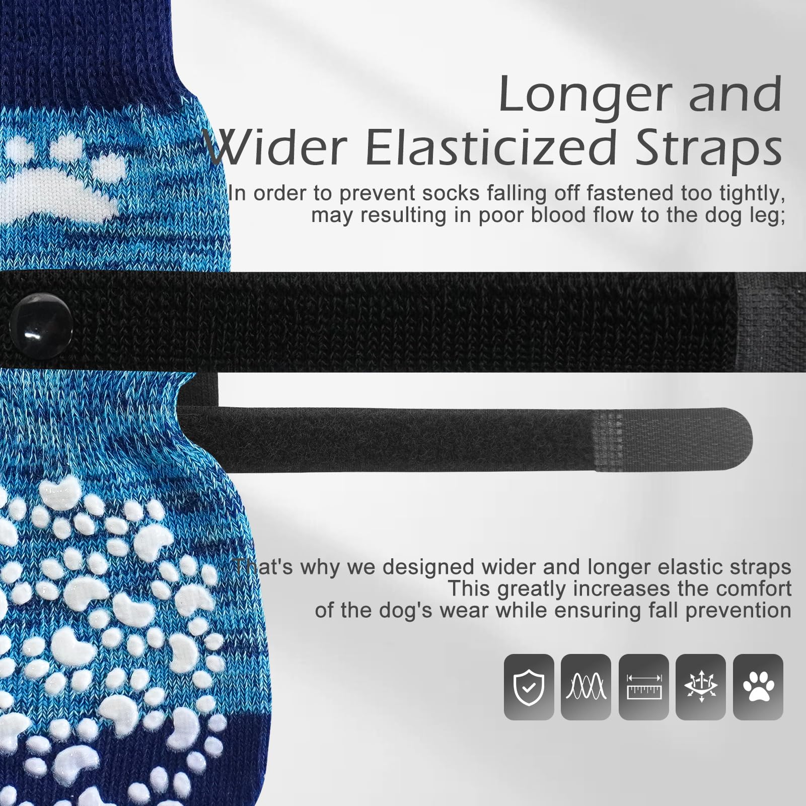 Expawlorer Double Side Anti-Slip Dog Socks 2 Pairs - Adjustable Pet Paw Protector With Strap, Traction Control Non-Skid For Indo