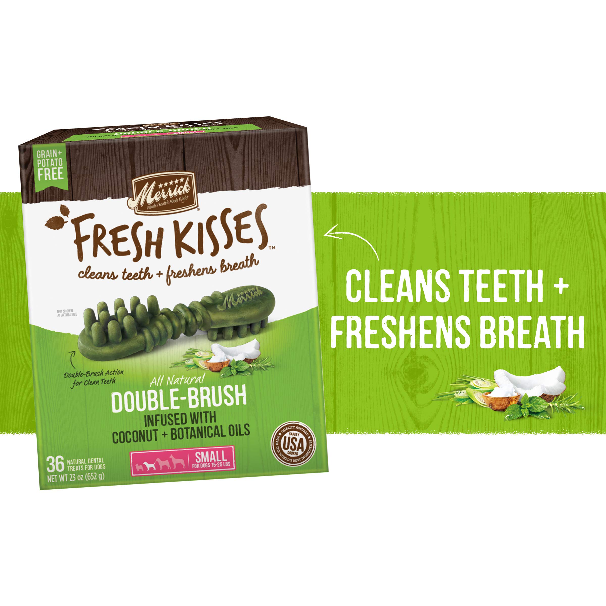 Merrick Fresh Kisses Natural Dental Chews Infused With Coconut And Botanical Oils For Small Dogs 15-25 Lbs - 36 ct. Box