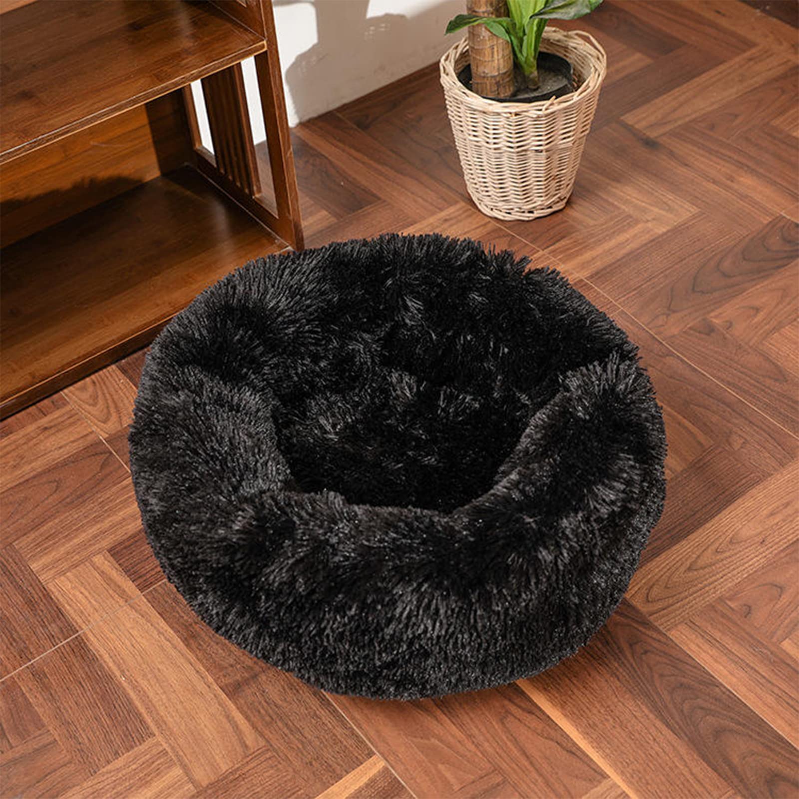 Nisrada Dog Bed For Small Medium Large Dogs, 24 Inch Calming Dogs Bed, Washable-Round Cozy Soft Pet Bed For Puppy And Kitten With Slip-Resistant Bottom