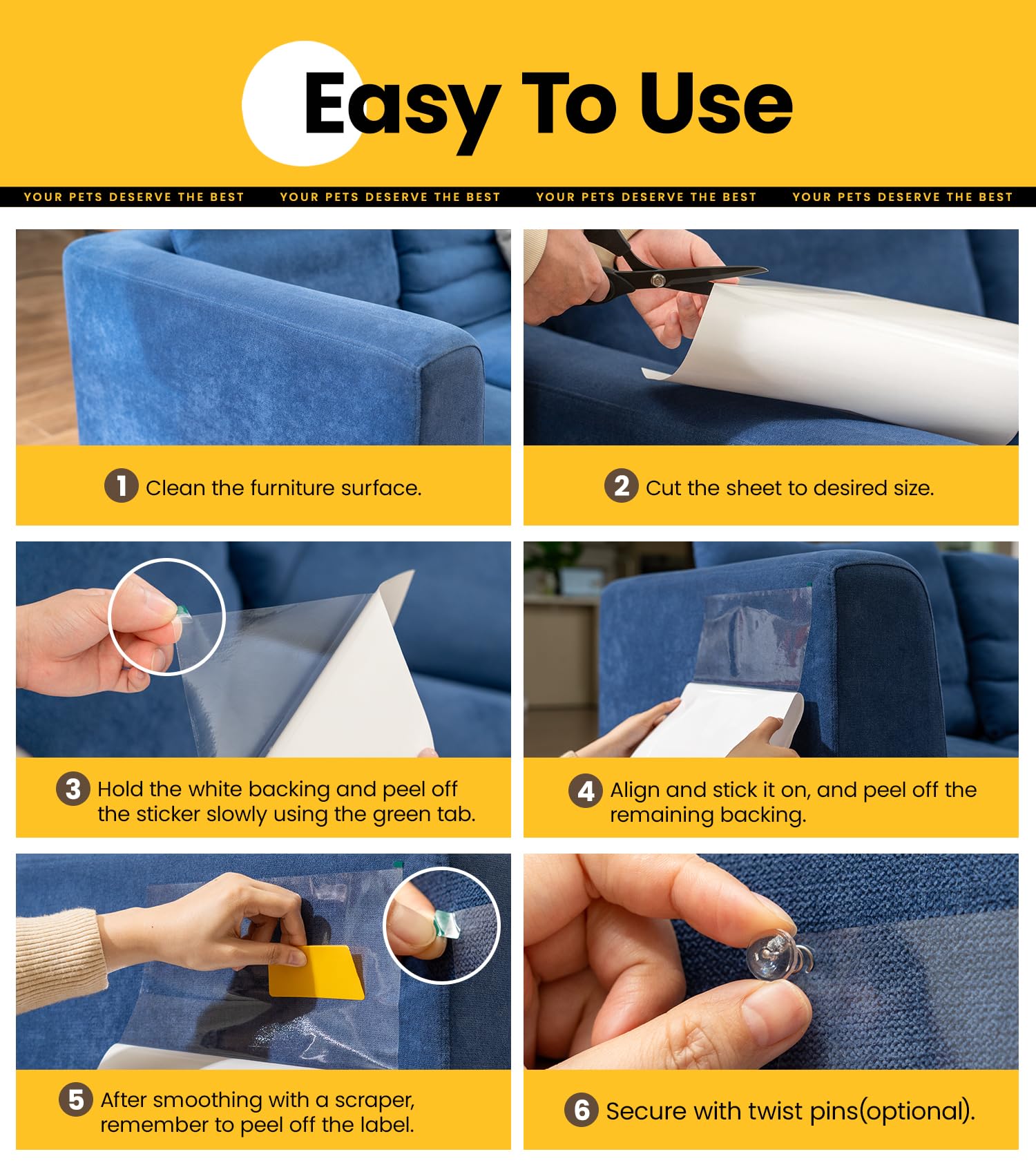 Cat Scratch Furniture Protector-10 Pack Adhesive Couch Protector From Cat Claws, Furniture Protectors From Cats Scratching, 10 P