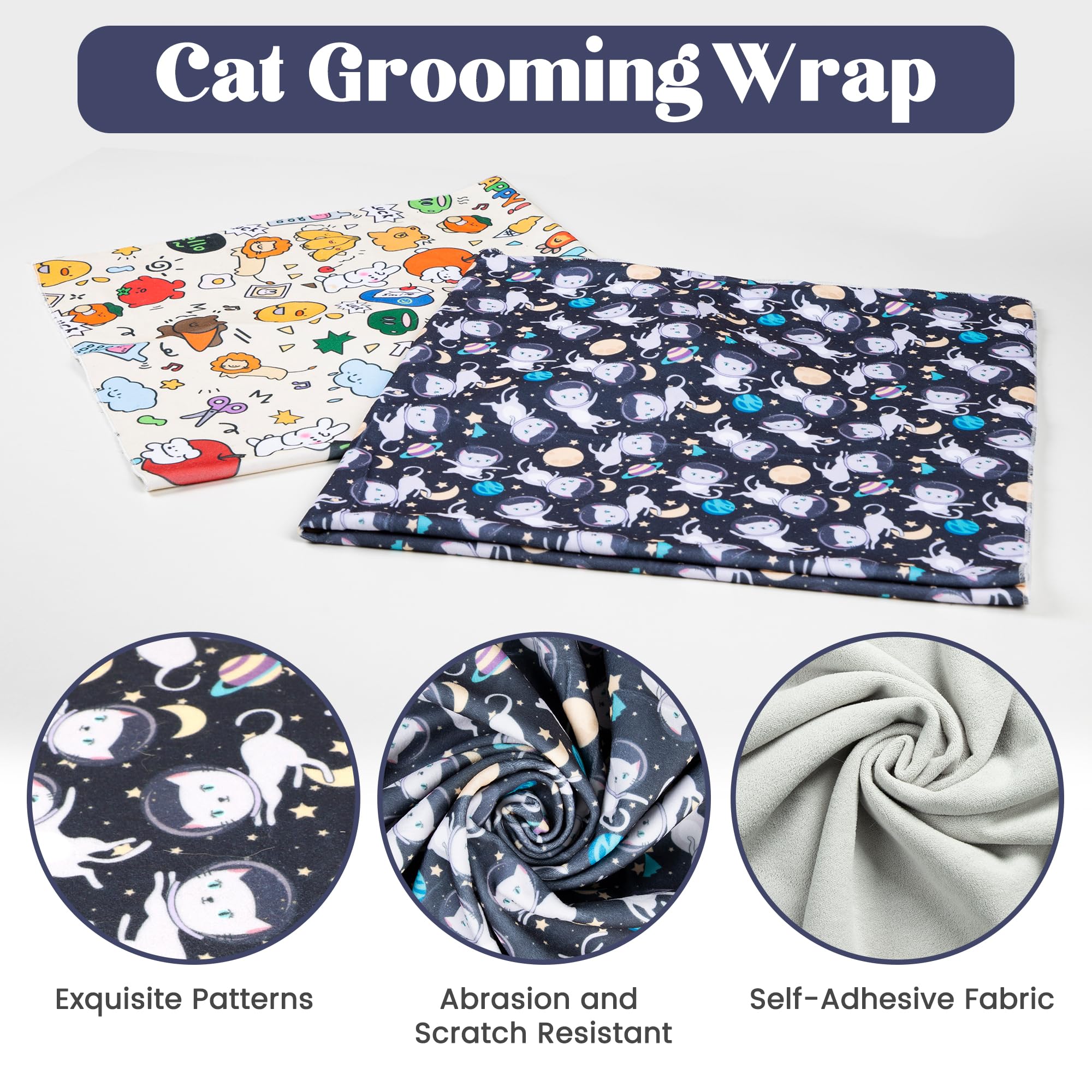 Poochies Sprouts 27.6'' Cat Wrap For Cutting Nails, Cat Restraint For Nail Clipping, Cat Swaddle Wrap, Cat Burrito Wrap Can Be A