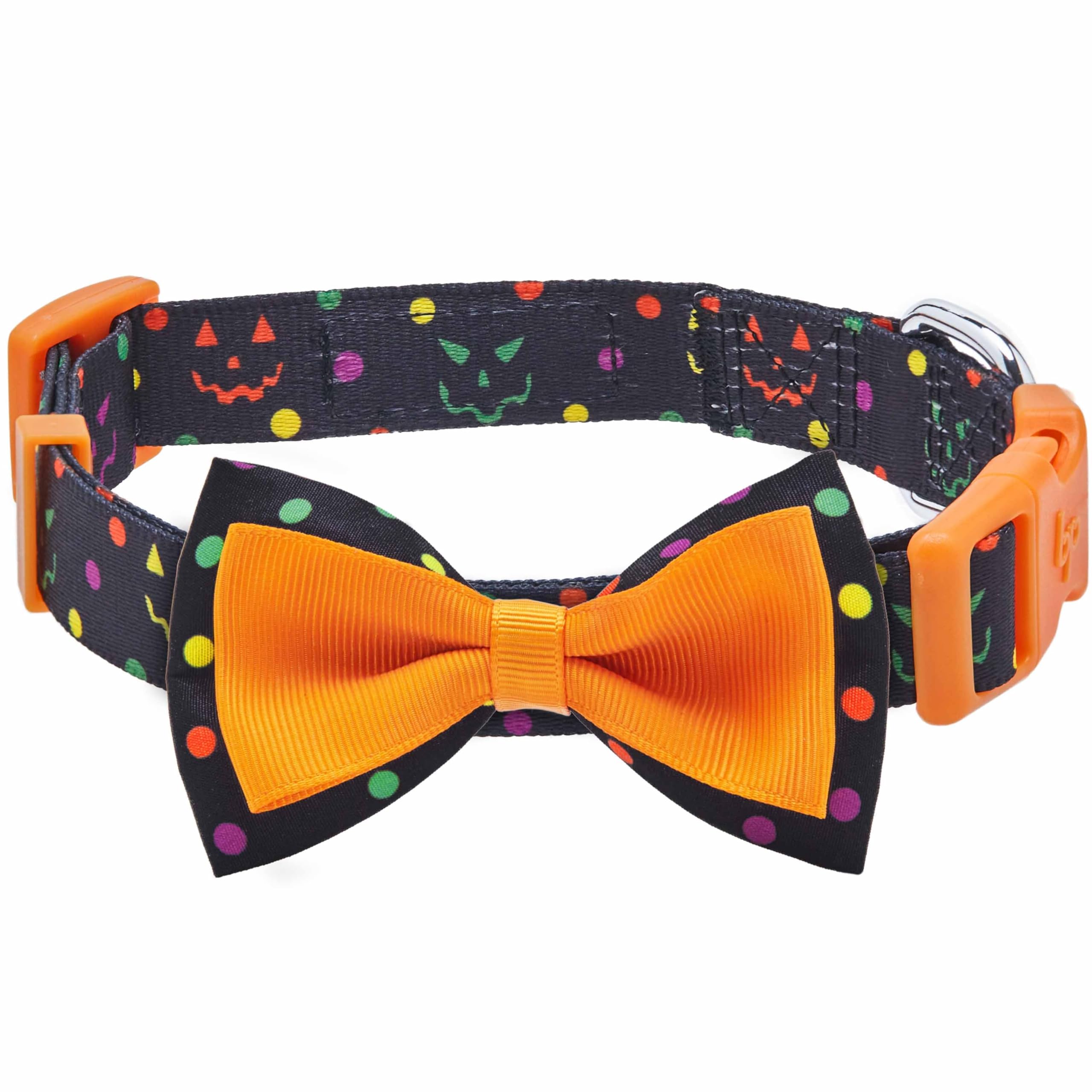 Blueberry Pet Halloween Polka Dot Adjustable Dog Collar With Detachable Bowtie, Small, Neck 12'-16'