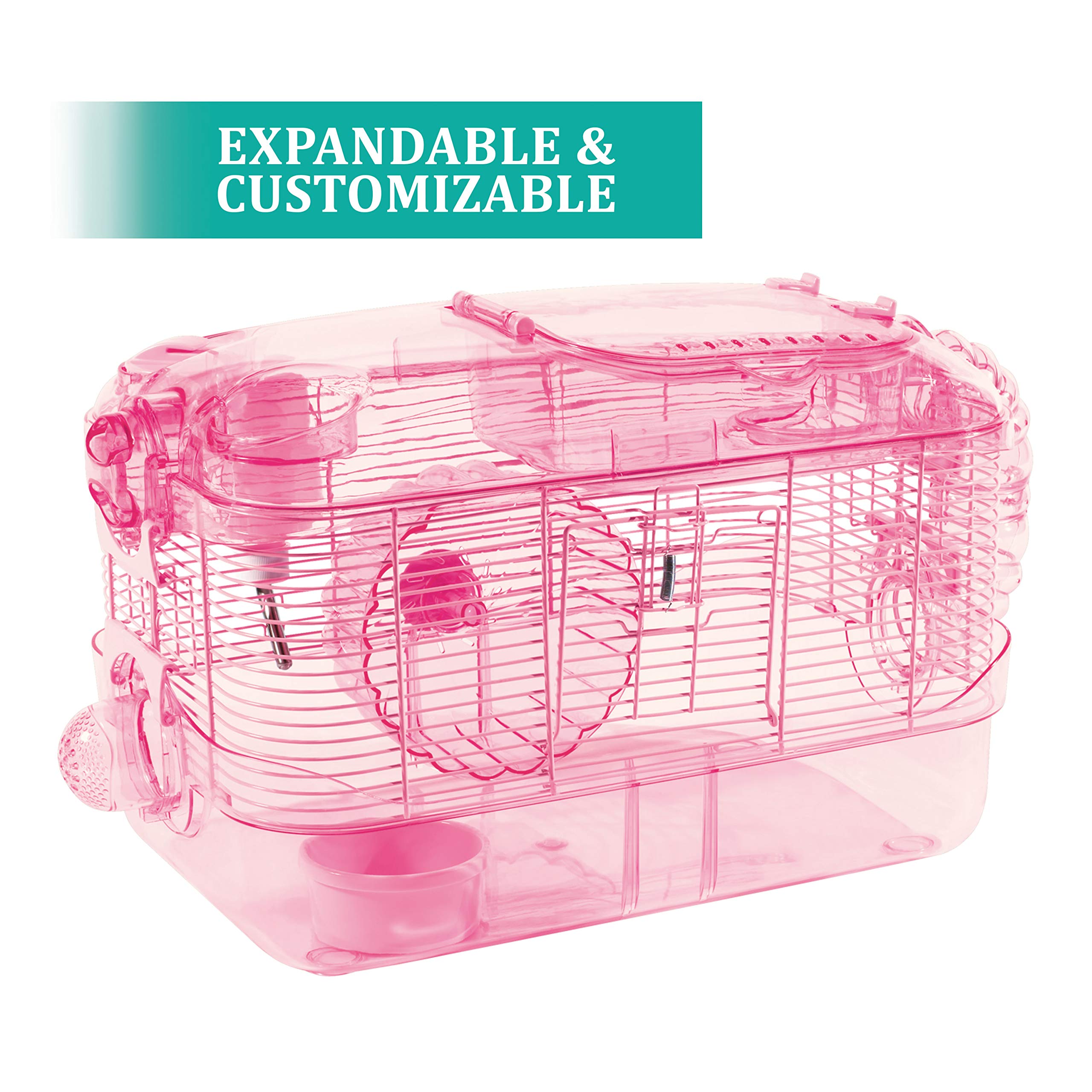 Kaytee CritterTrail Pink Habitat for Mice, Hamsters & Gerbils - 20"L x 11.5"W x 11"H, Durable Plastic, Model 100079209