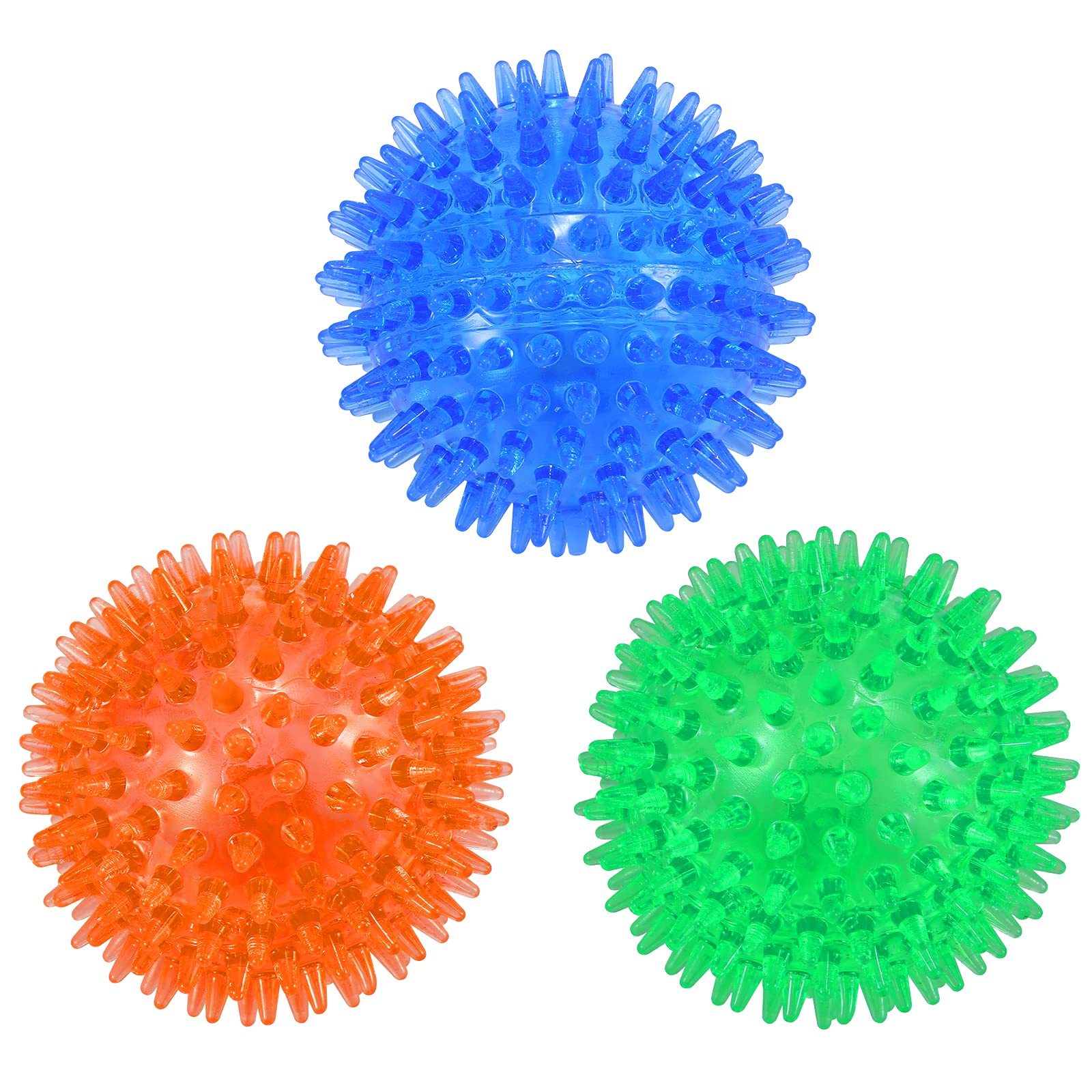petizer 3-Pack 3.5 Inch Squeaky Dog Toy Balls, Floating Dog Pool Balls, Dog Spiky Balls, Interactive Fetch Toys for Puppy, Dog C