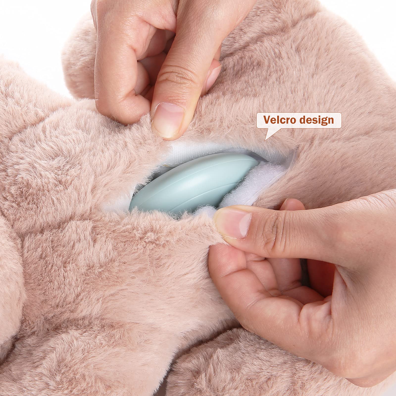 WEOK Puppy Heartbeat Toy, Plush Anxiety Relief for Dogs & Cats, Brown