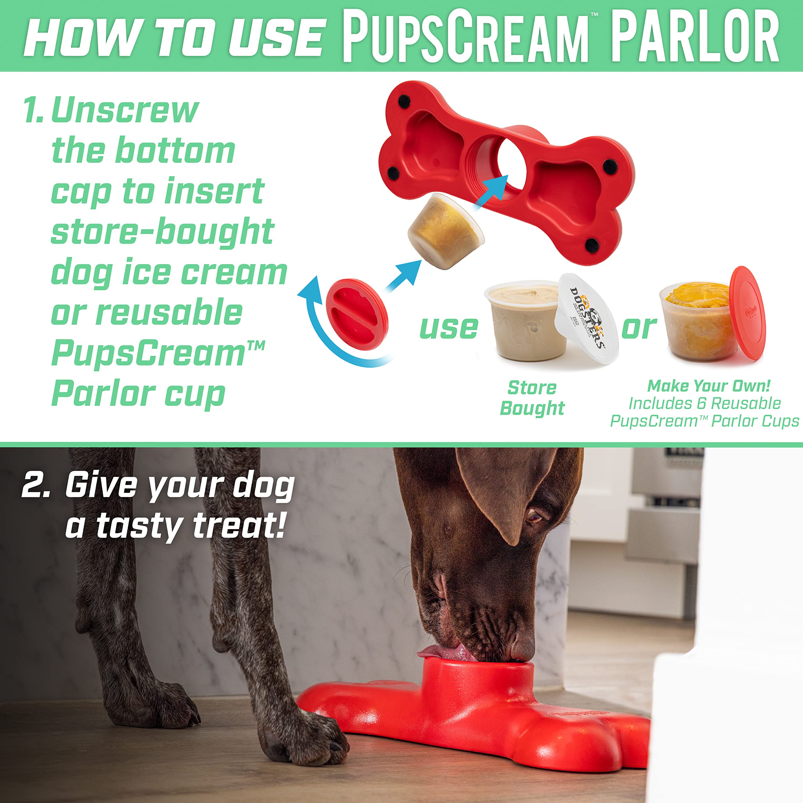 GoSports Pets PupsCream Parlor - Non-Slip Frozen Dog Treat & Ice Cream Holder
