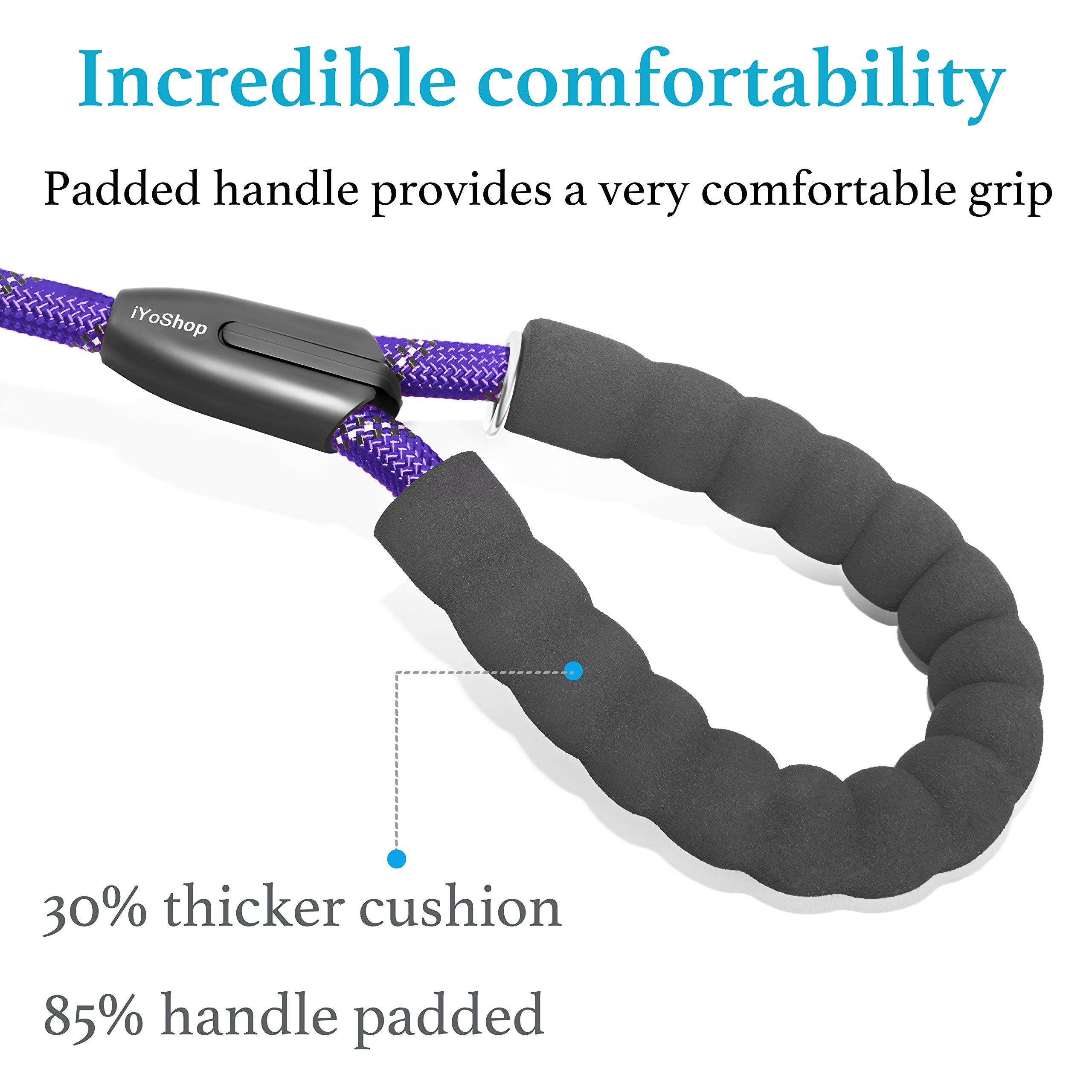 Iyoshop Dual Dog Leash, Double Dog Leash, 360 Swivel No Tangle Walking Leash, Shock Absorbing Bungee For Two Dogs, Purple, Large (25-150 Lbs)