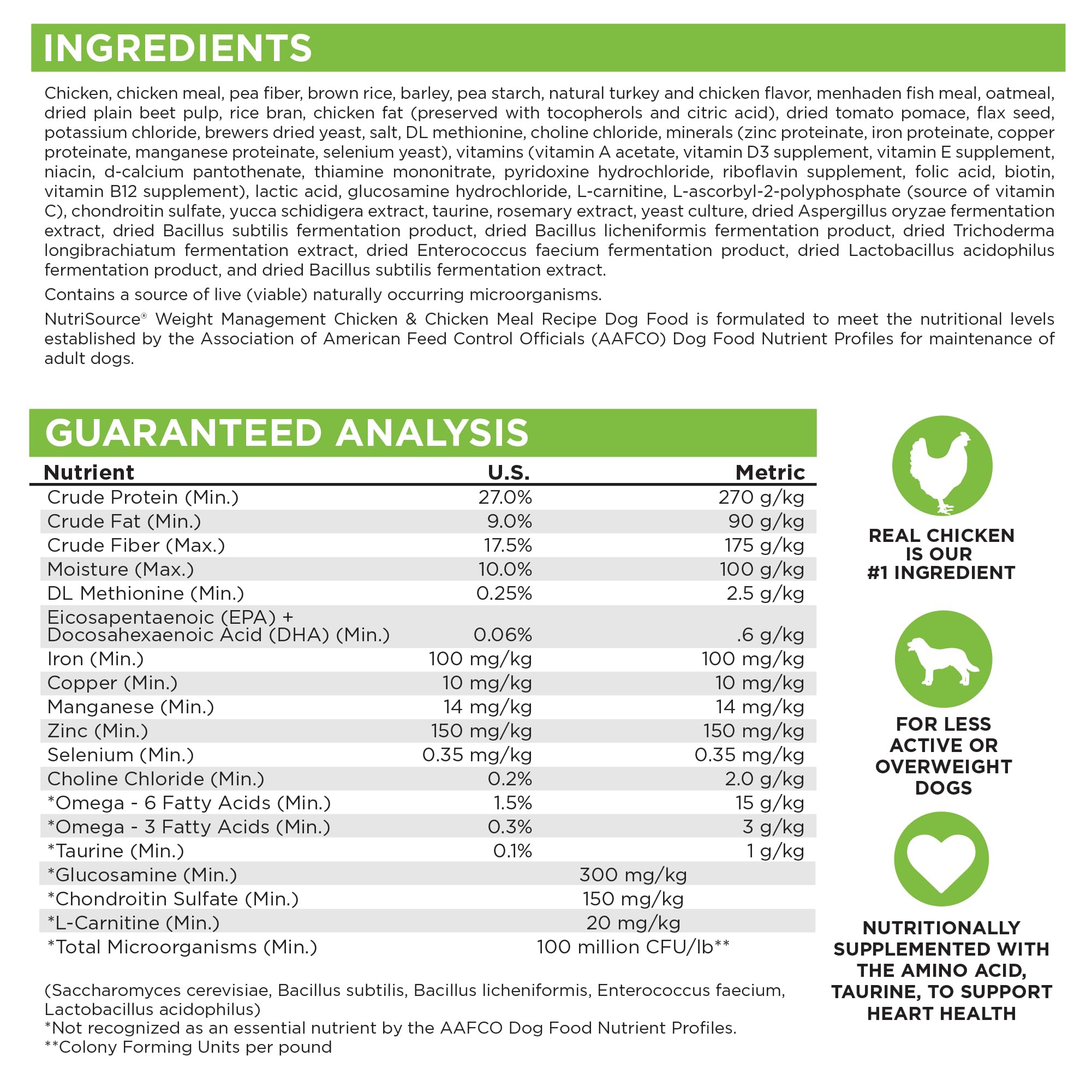 NutriSource Weight Management Dry Dog Food, Chicken and Chicken Meal, 12LB