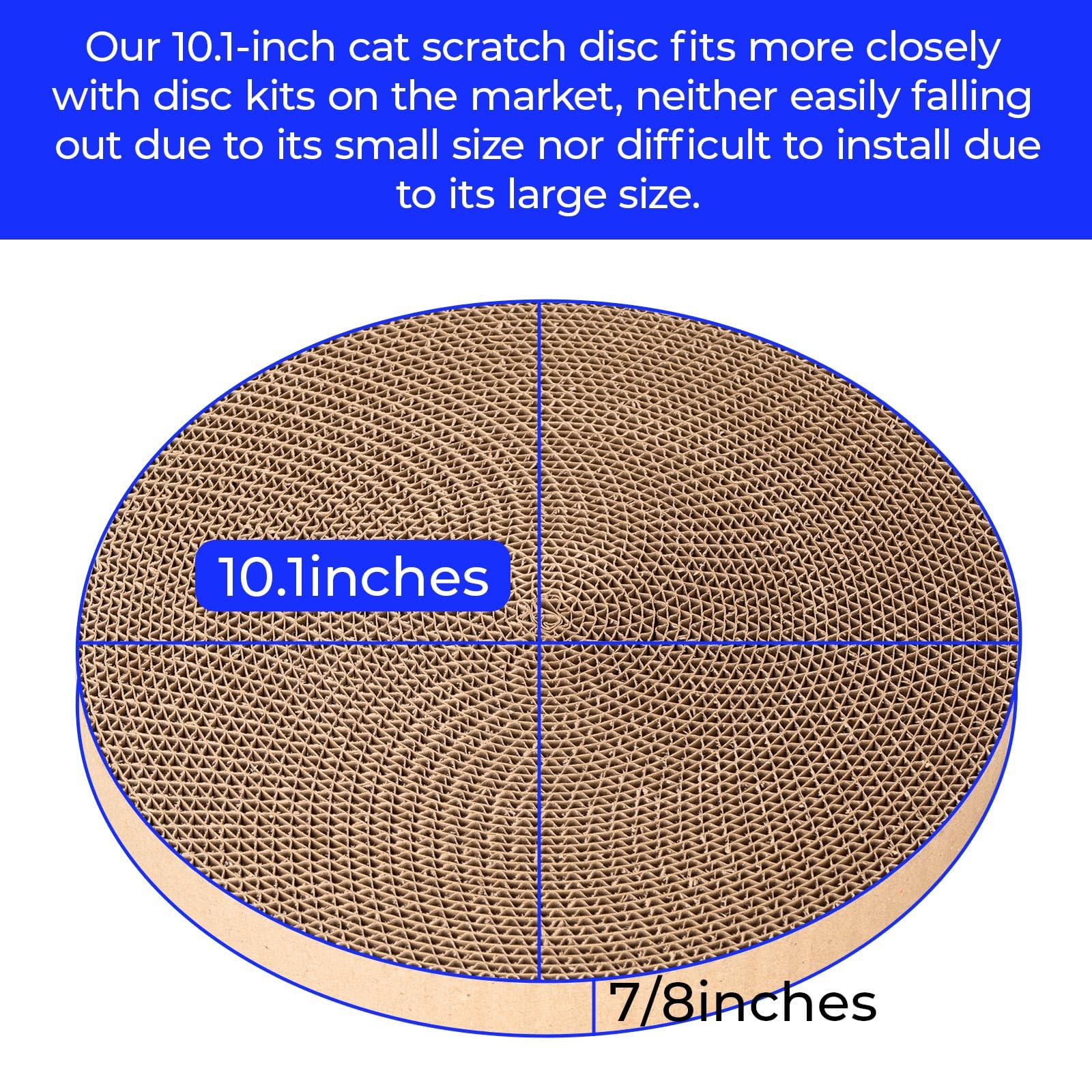 Roadtofree Round Cat Scratcher Refill, 10" Diameter, 7/8" Thick, Cardboard, Brown, 2pcs, Replacement Pads for Indoor Cats