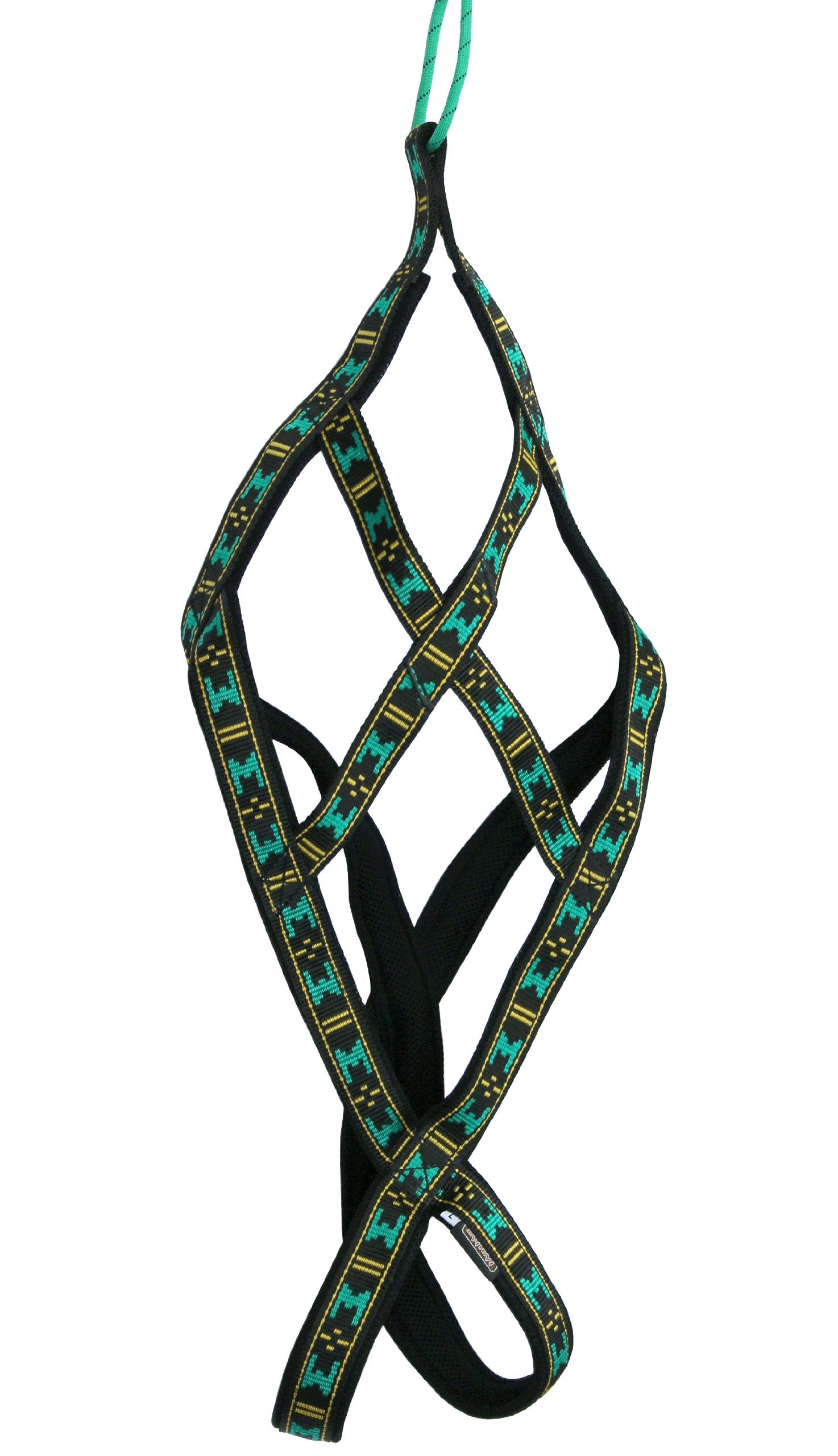 Weight Pulling Sledding Dog Harness X-Back Style Medium, Black/Green, 19.5 Neck Circumference